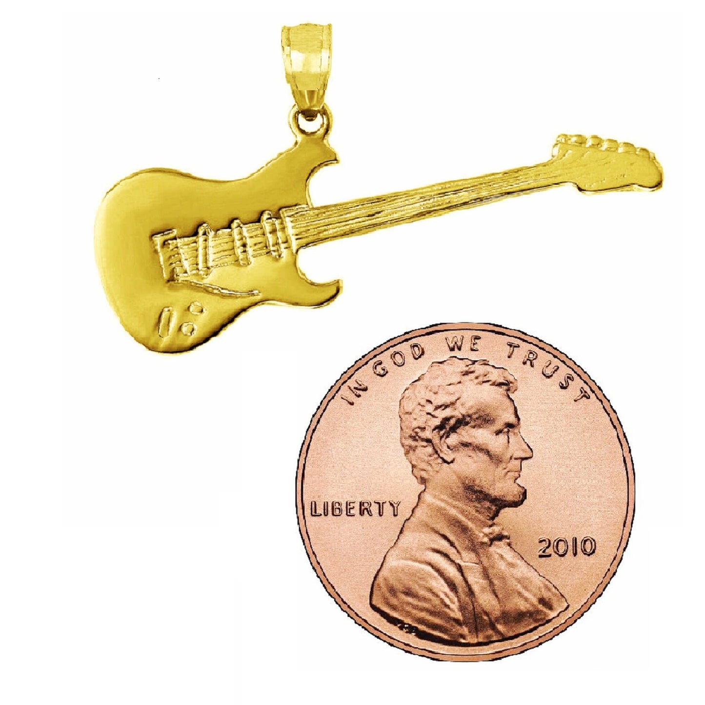 14K Yellow Gold ELECTRIC GUITAR Pendant