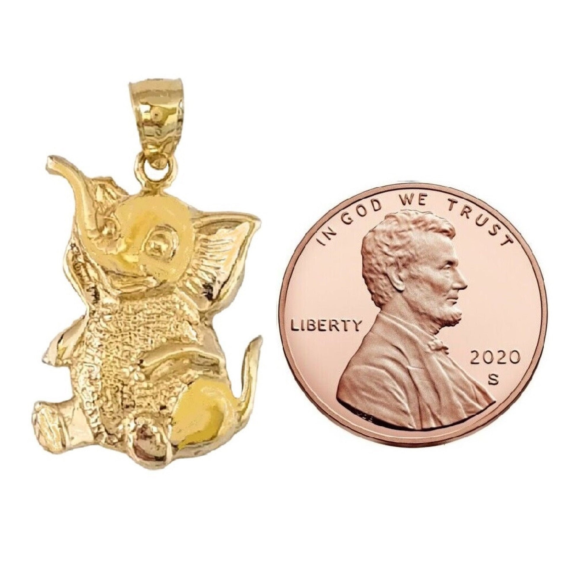 14K Yellow Gold Elephant Pendant