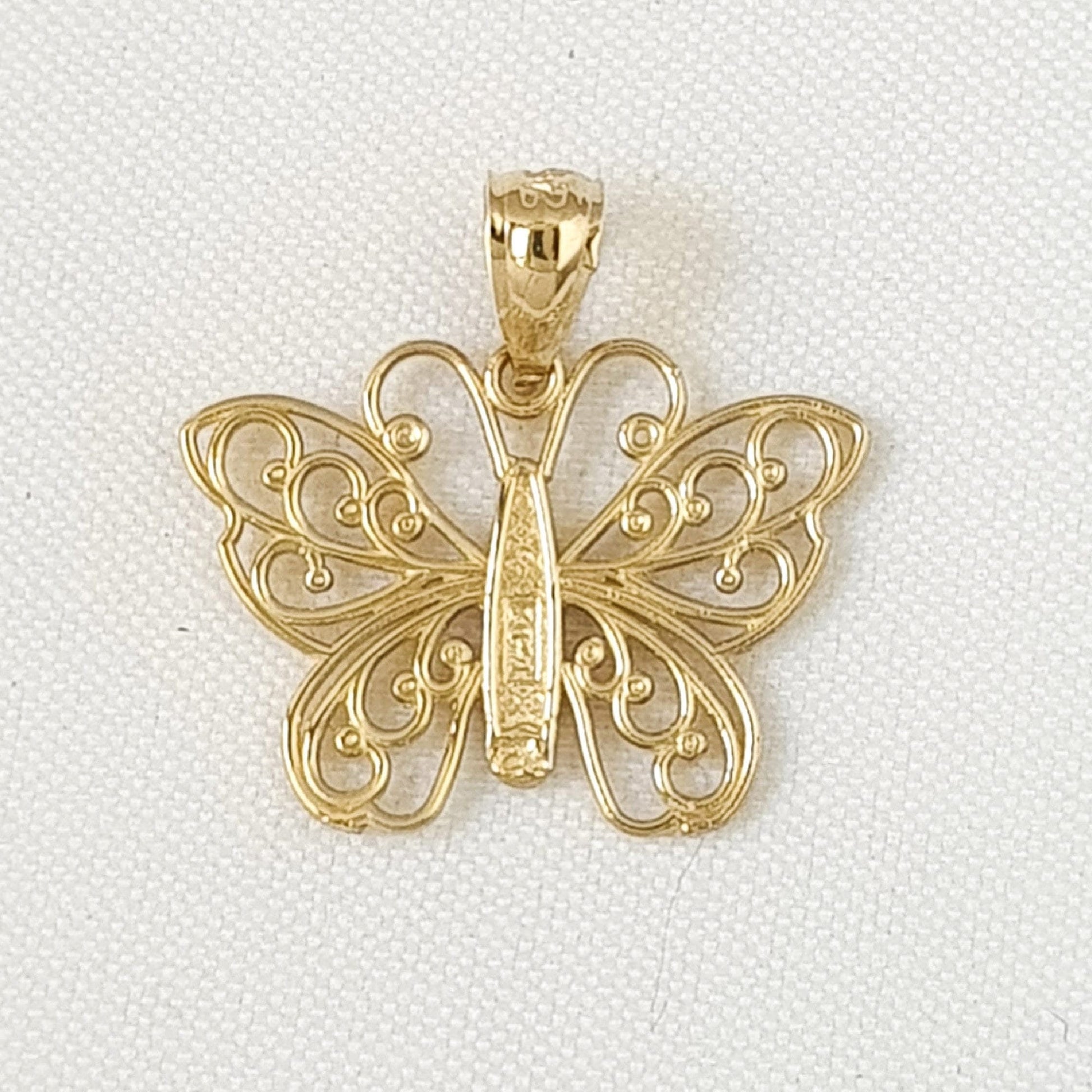 14k Yellow Gold Filigree Butterfly Pendant