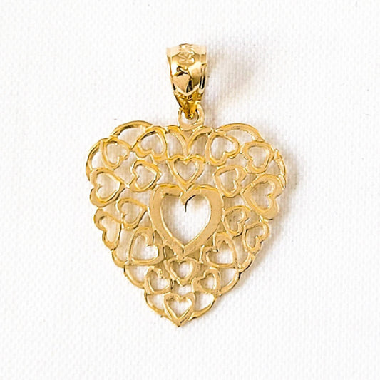 14k Yellow Gold Filigree Heart Pendant