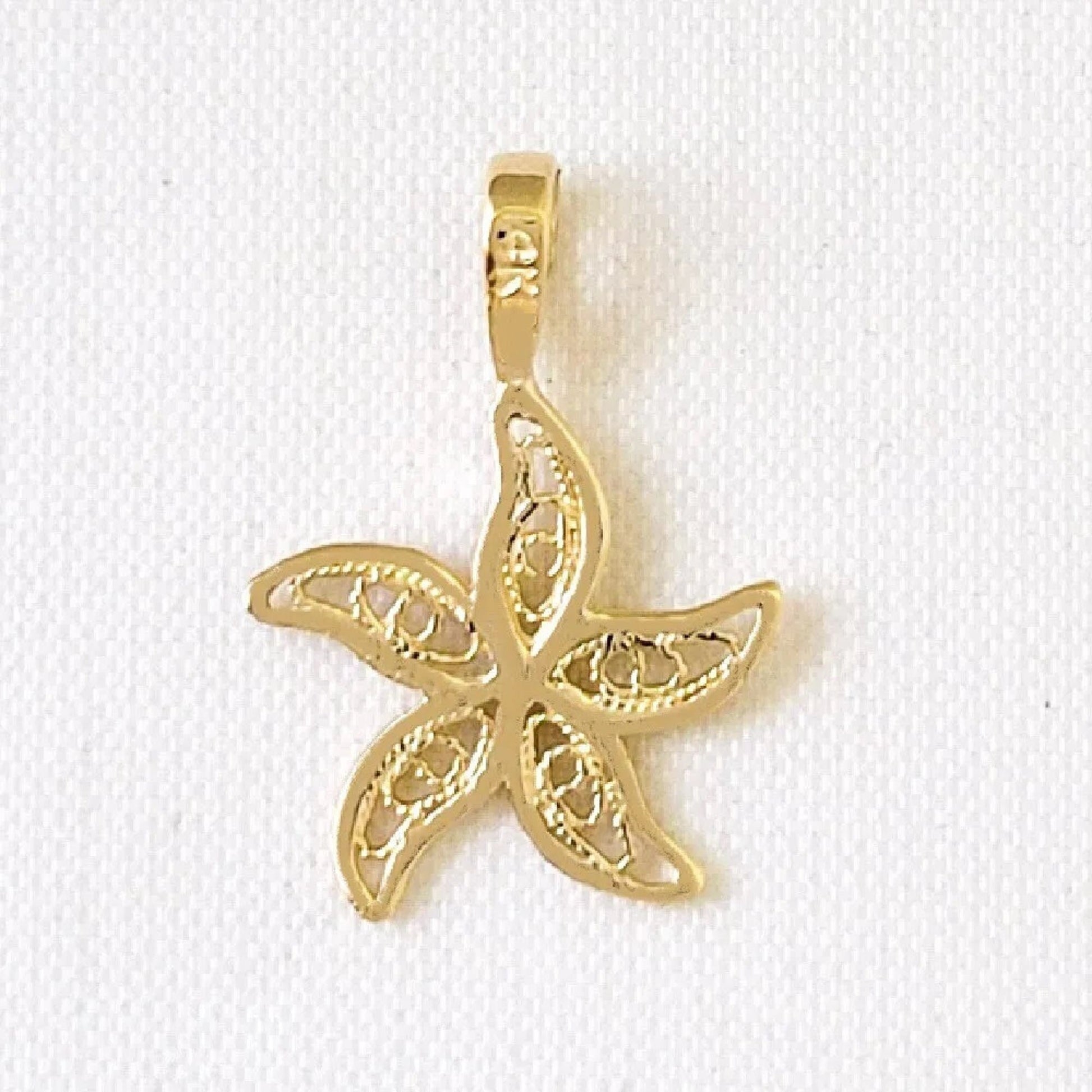14K Yellow Gold Filigree Starfish Pendant