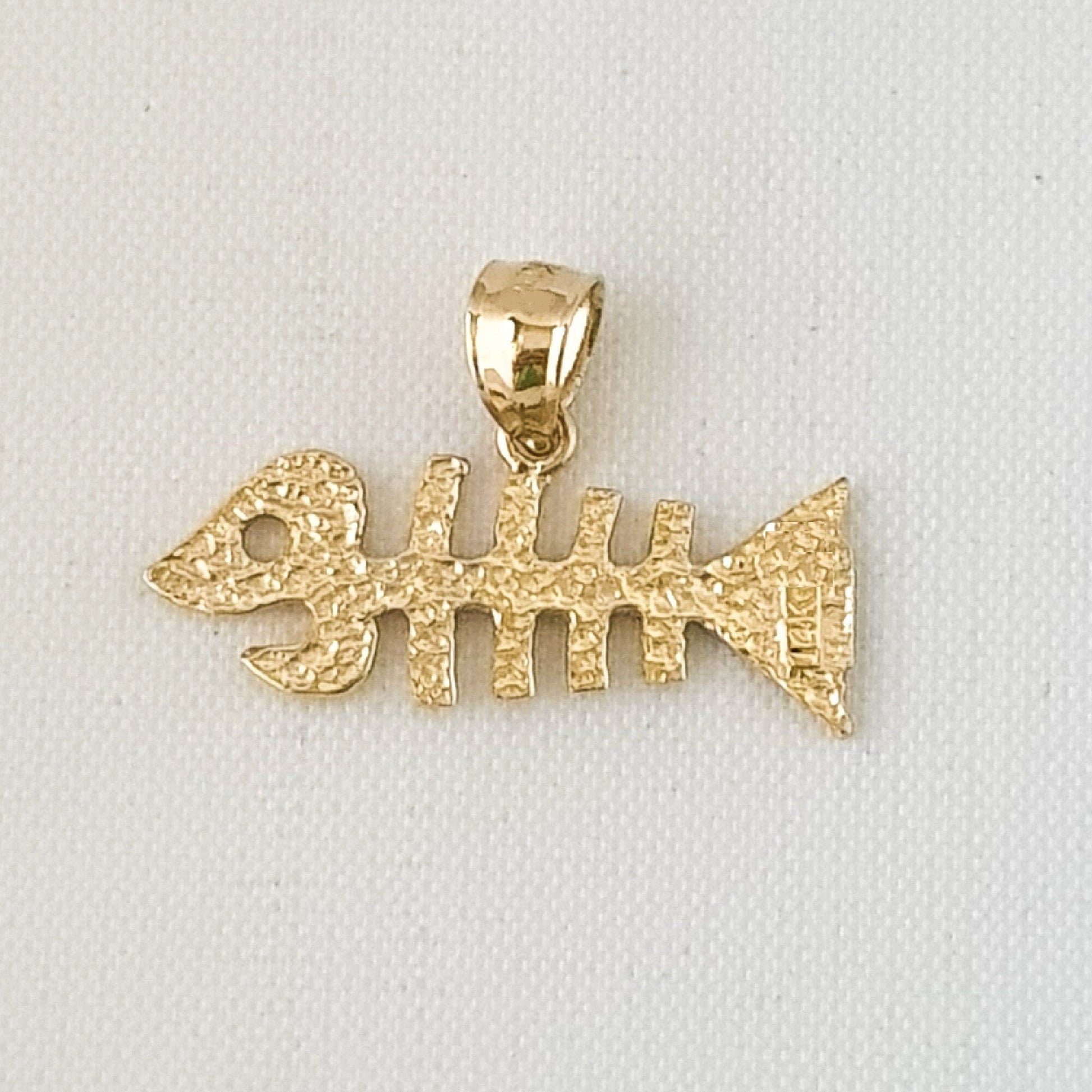 14K Yellow Gold Fish Bone Pendant