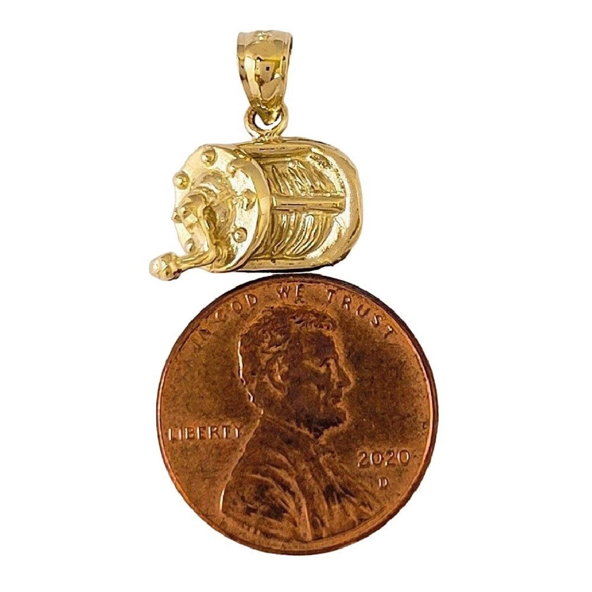 14K Yellow Gold Fishing Reel Pendant