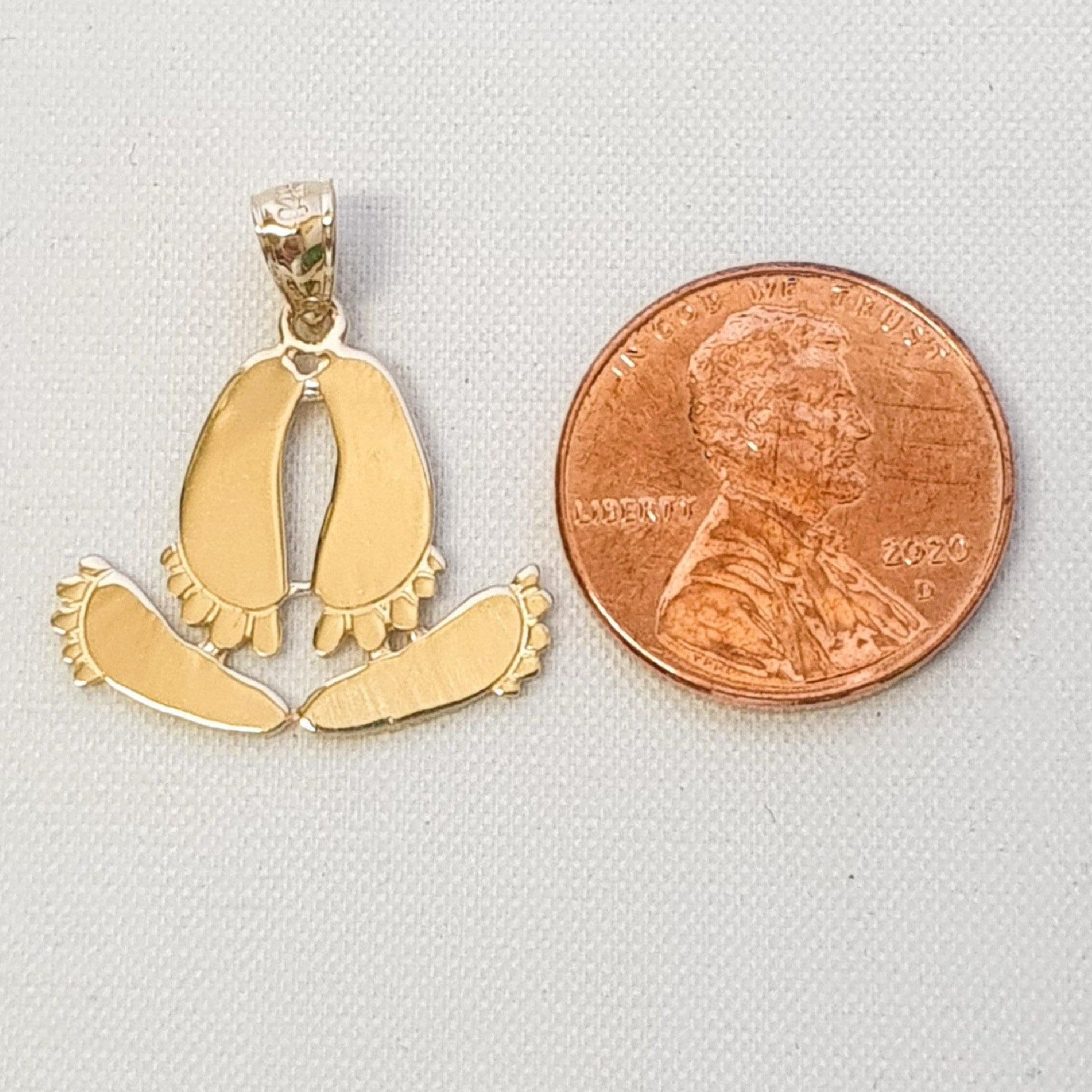 14K Yellow Gold Footprints Pendant