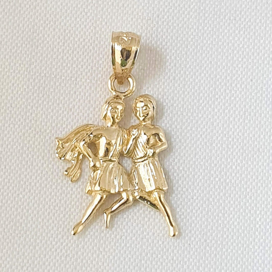 14K Yellow Gold Gemini Zodiac Pendant