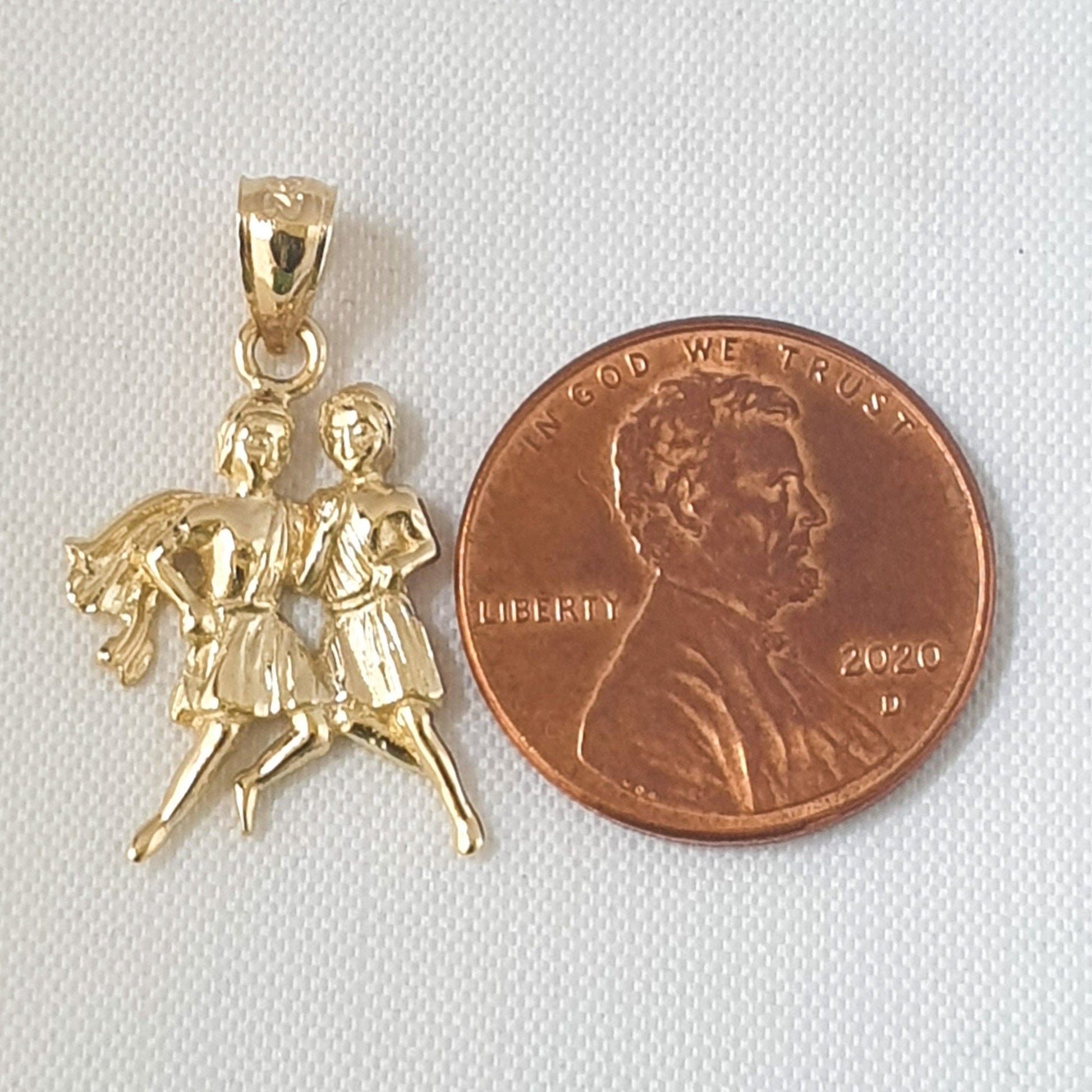14K Yellow Gold Gemini Zodiac Pendant