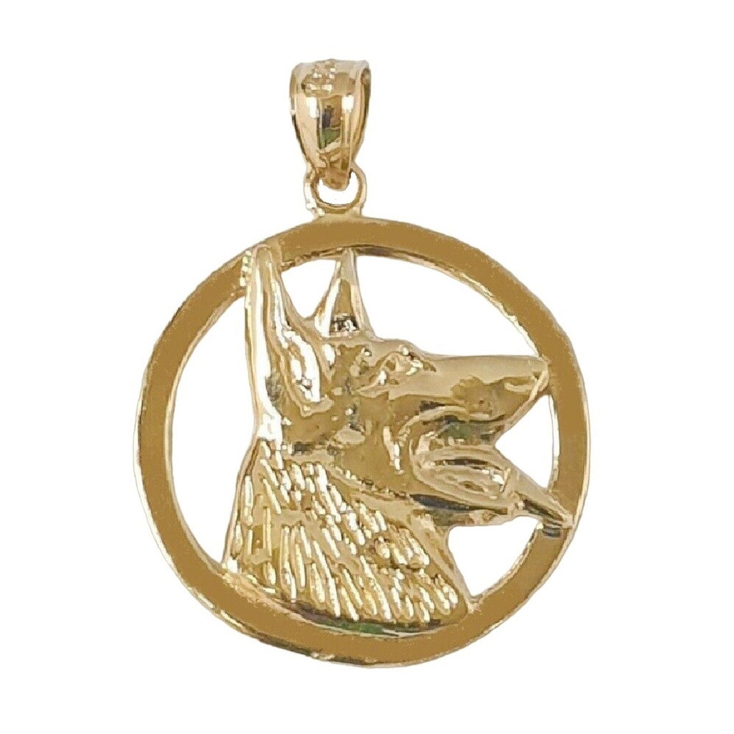 14K Yellow Gold German Shepherd Dog Pendant