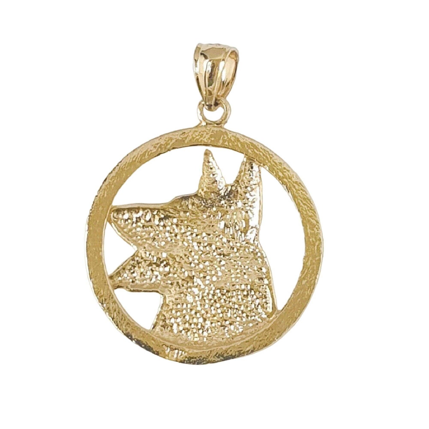 14K Yellow Gold German Shepherd Dog Pendant
