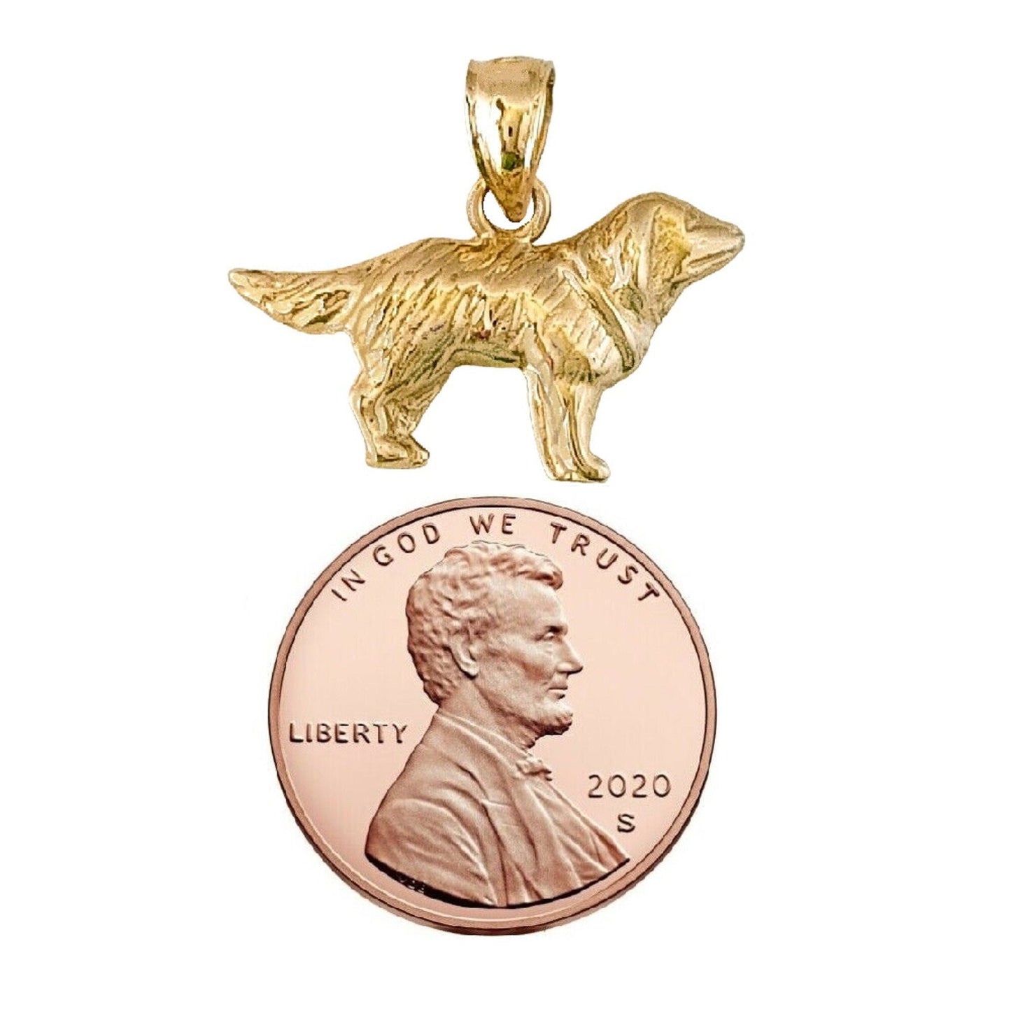 14K Yellow Gold Golden Retriever Dog Pendant