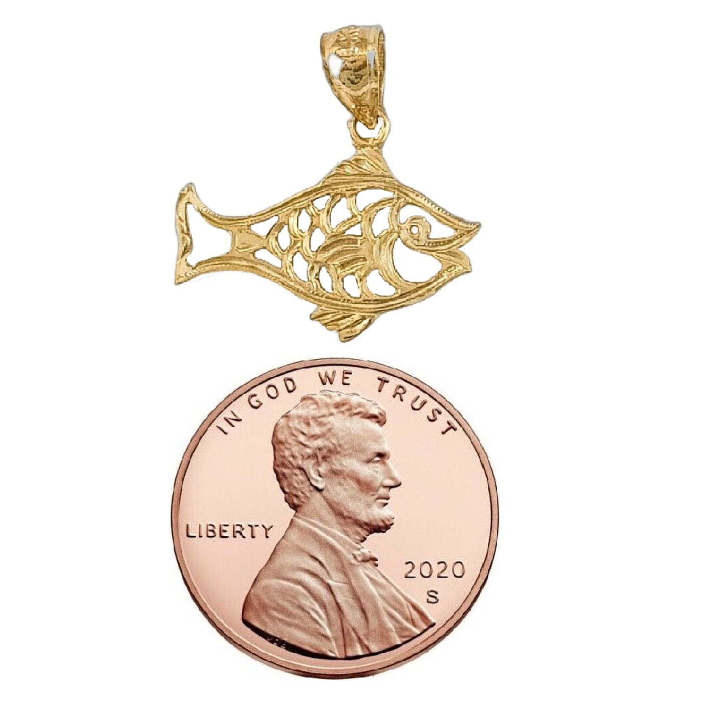 14K Yellow Gold Goldfish Charm Pendant