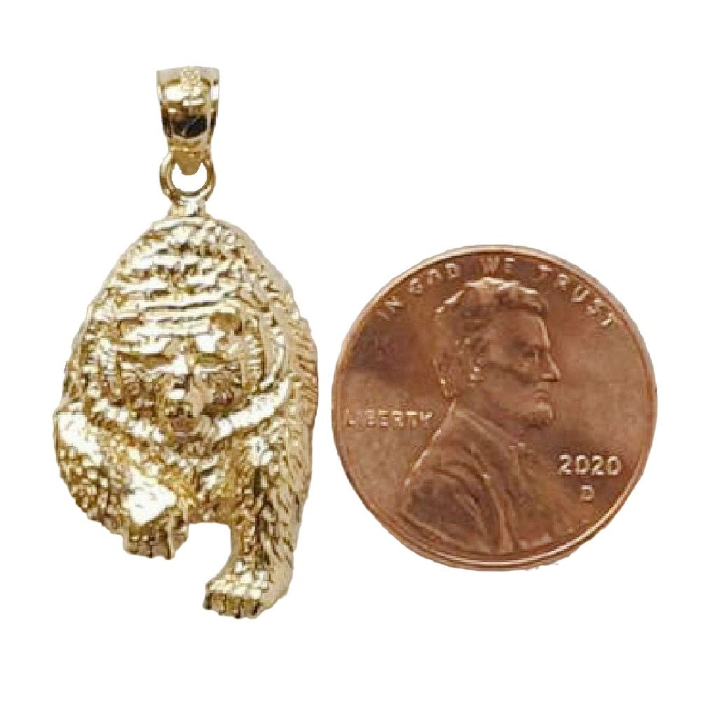 14K Yellow Gold Grizzly Bear Pendant