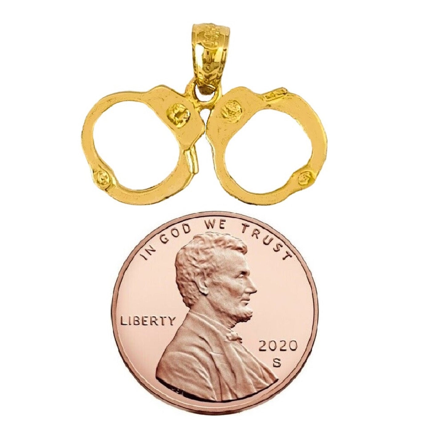 14K Yellow Gold Handcuffs 3D (3 Dimensional) Pendant