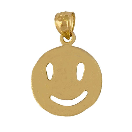 14k Yellow Gold Happy Smiley Face Emoji Pendant