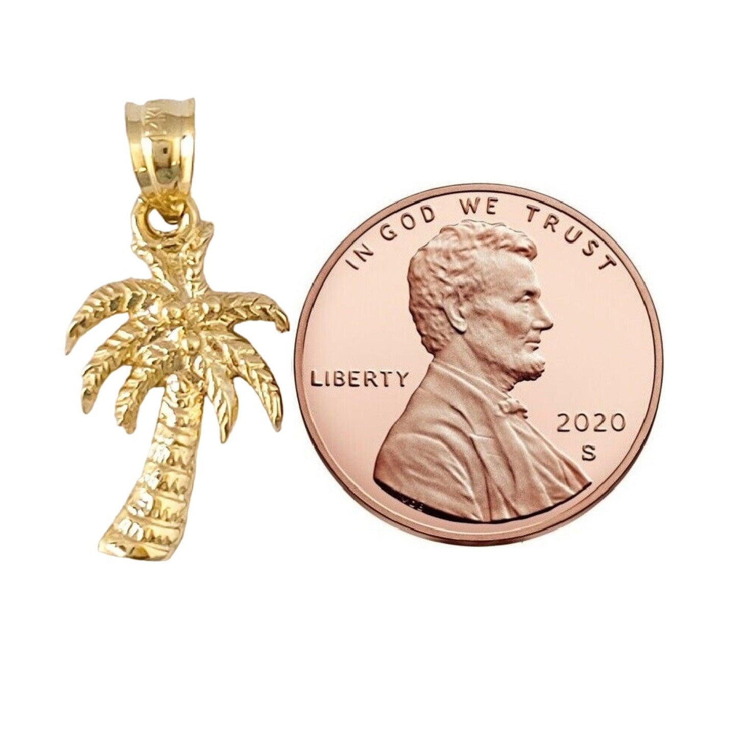 14k Yellow Gold Hawaiian Palm Tree Pendant / Charm, Made in USA