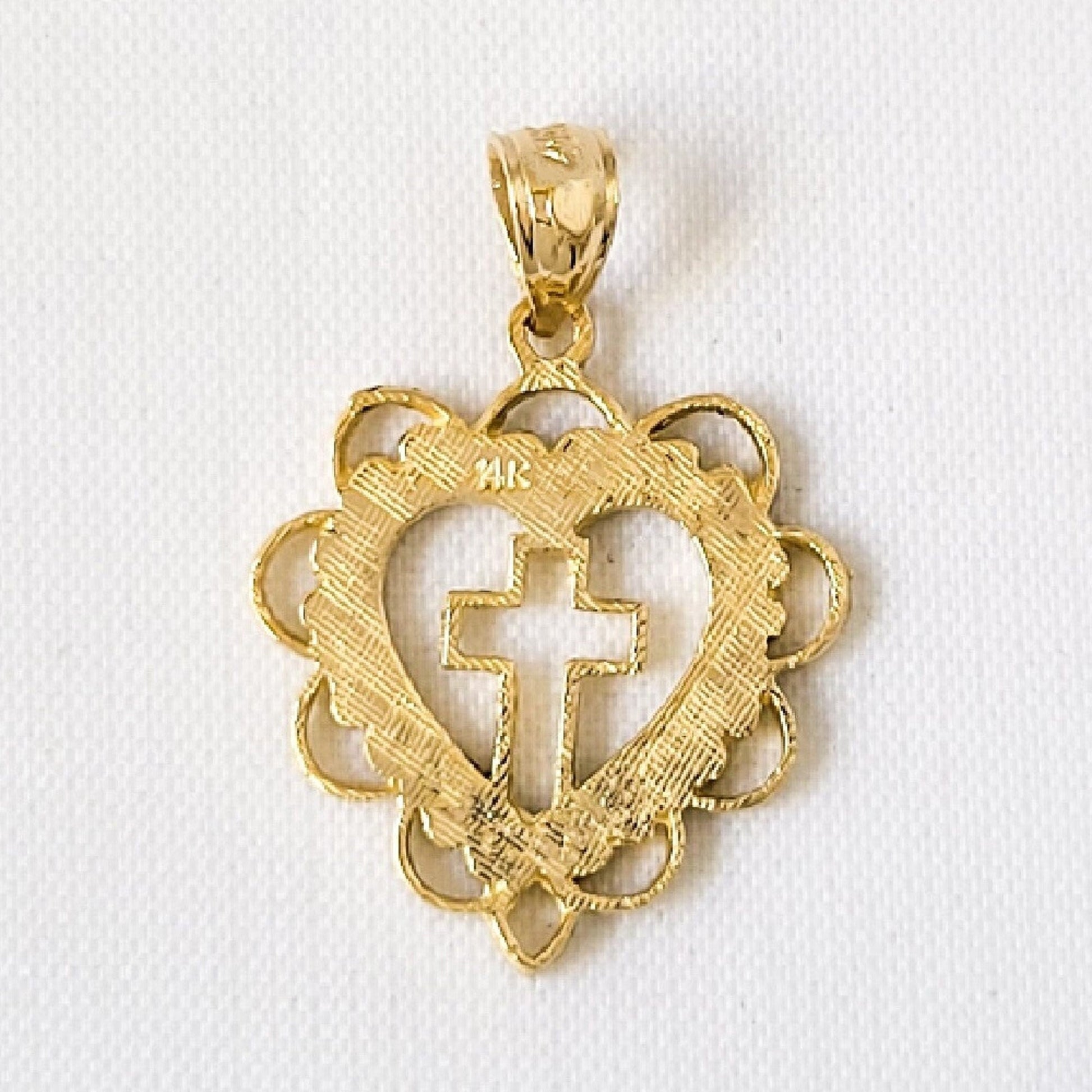 14k Yellow Gold Heart with Cross Pendant