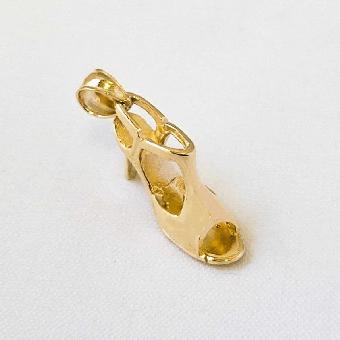 14K Yellow Gold High Heel Shoe 3D (3 Dimensional) Pendant