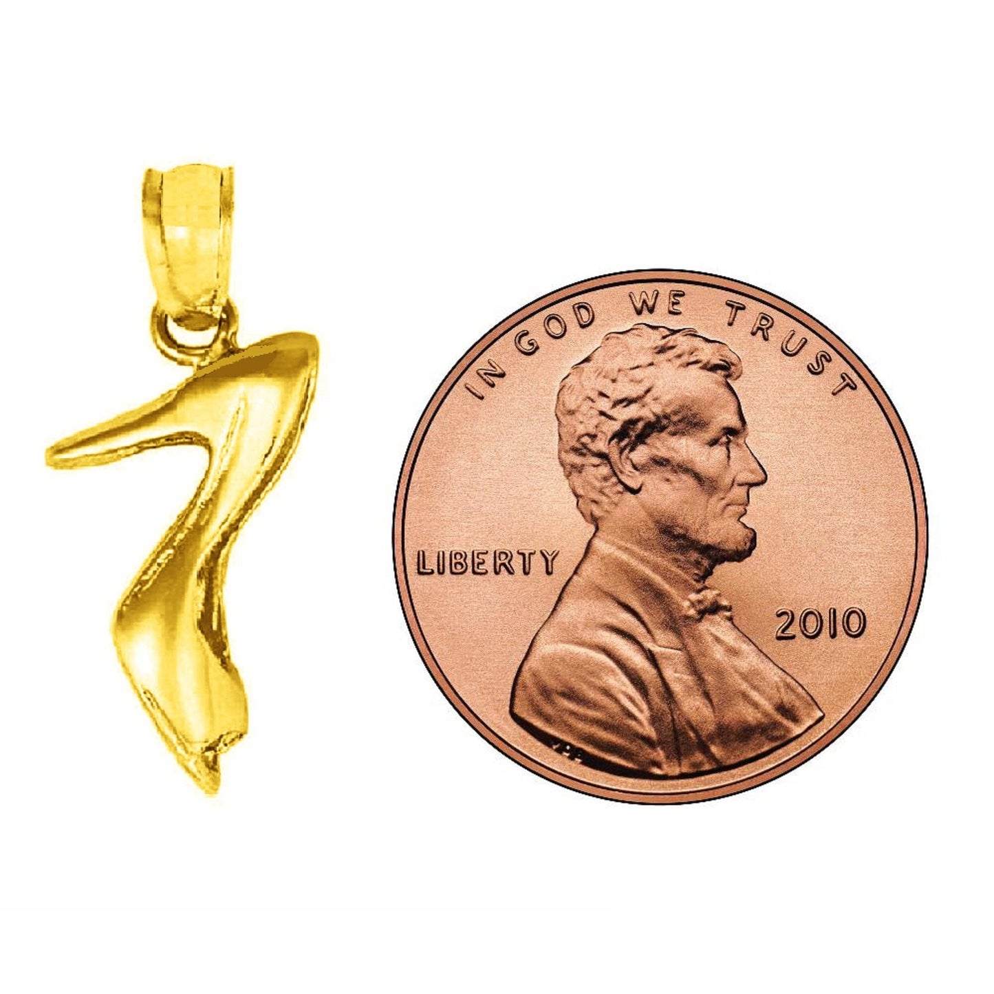 14K Yellow Gold HIGH HEEL SHOE 3D (3 Dimensional) Pendant
