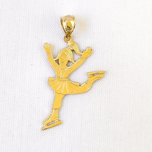 14K Yellow Gold Ice Skater Pendant