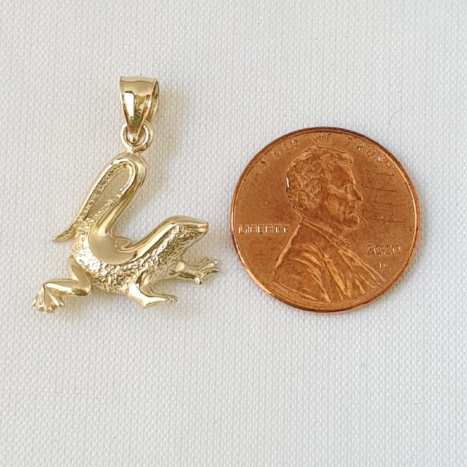 14K Yellow Gold Iguana Lizard Pendant