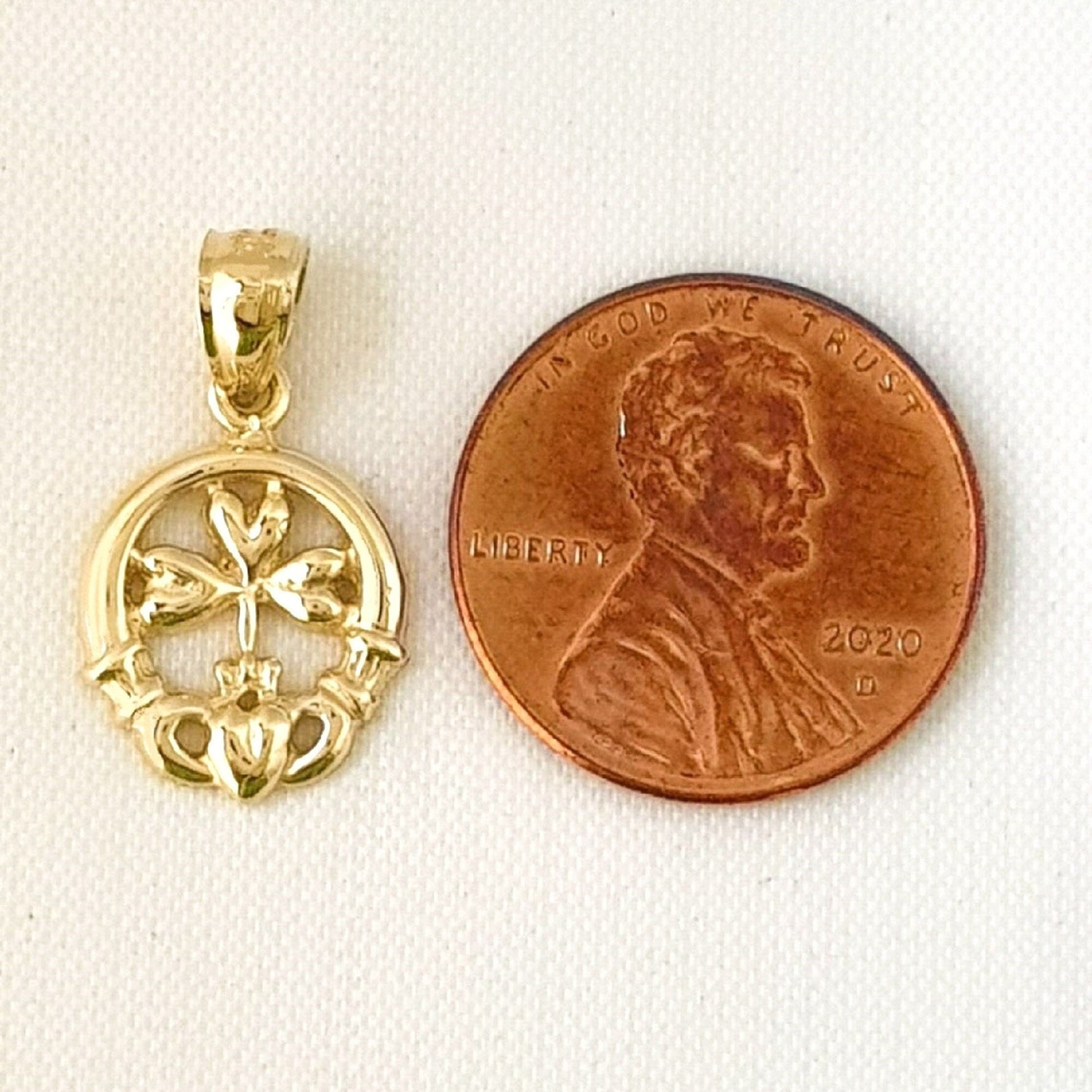 14k Yellow Gold Irish Claddagh Pendant