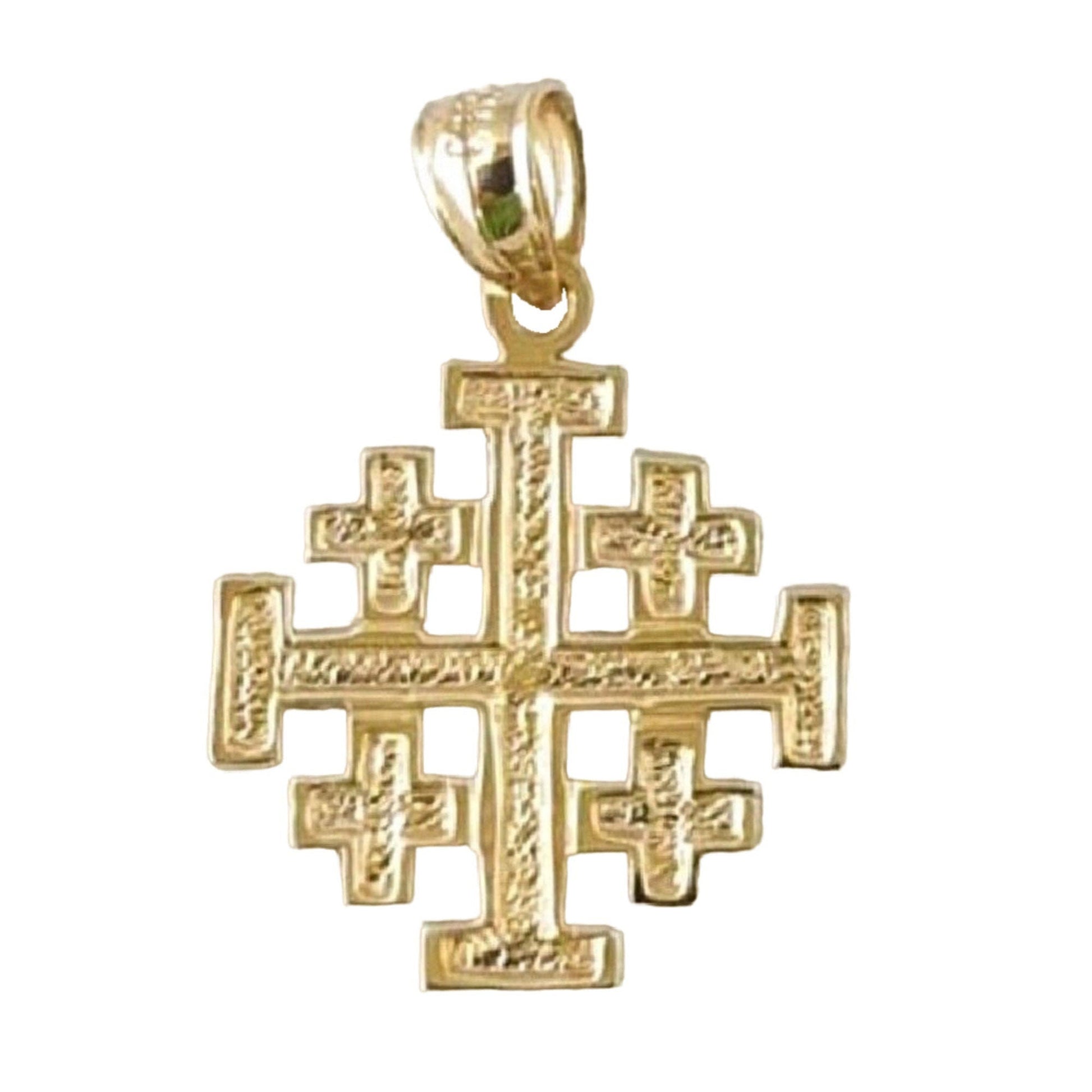 14K Yellow Gold Jerusalem Cross Pendant