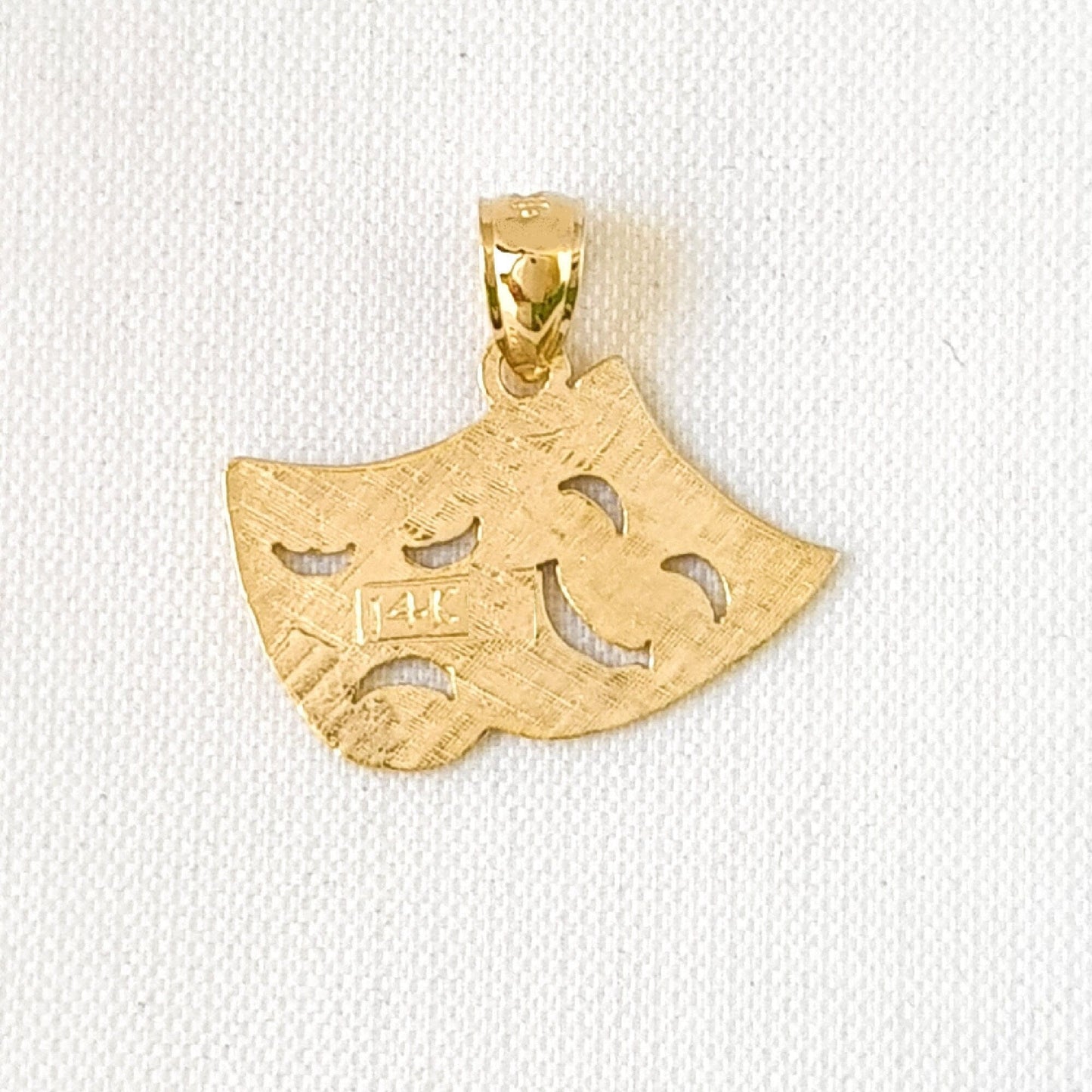 14K Yellow Gold Laugh Now, Cry Later Drama Mask Pendant