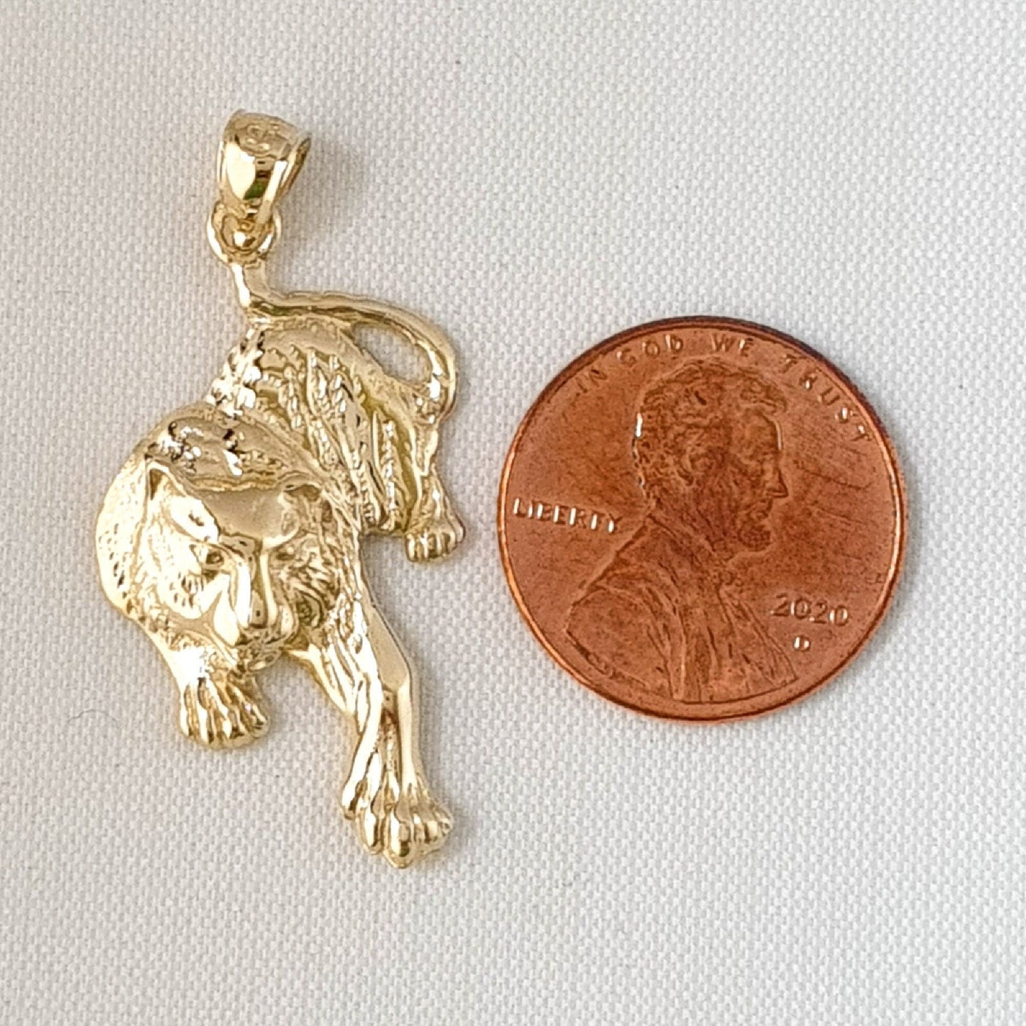 14K Yellow Gold Leopard Panther, Tiger Pendant