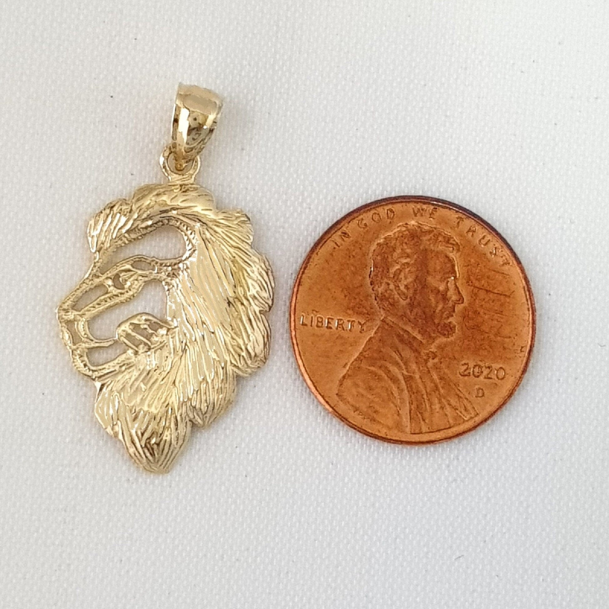 14K Yellow Gold Lion Head Pendant
