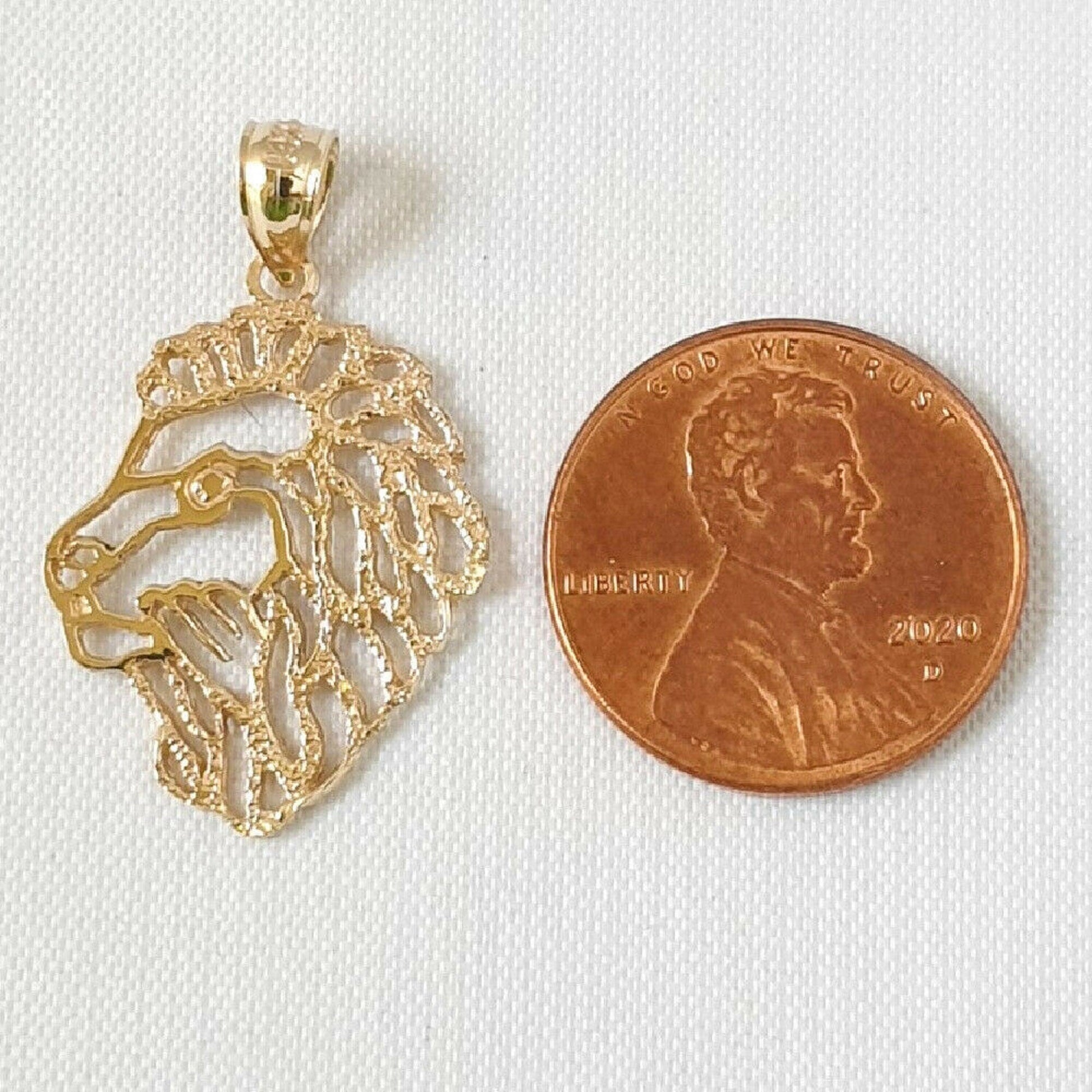 14K Yellow Gold Lion Head Pendant