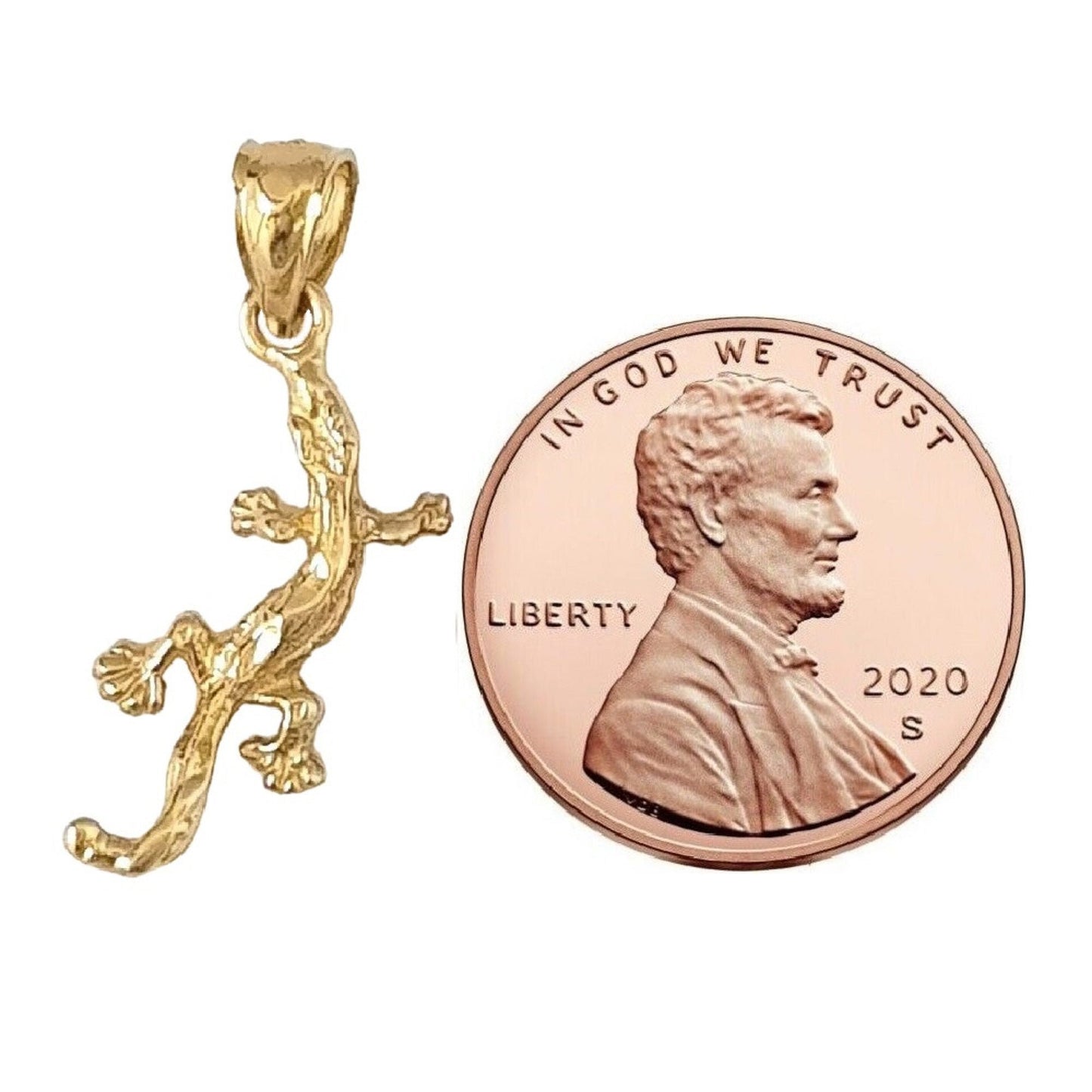 14K Yellow Gold Lizard Pendant Charm