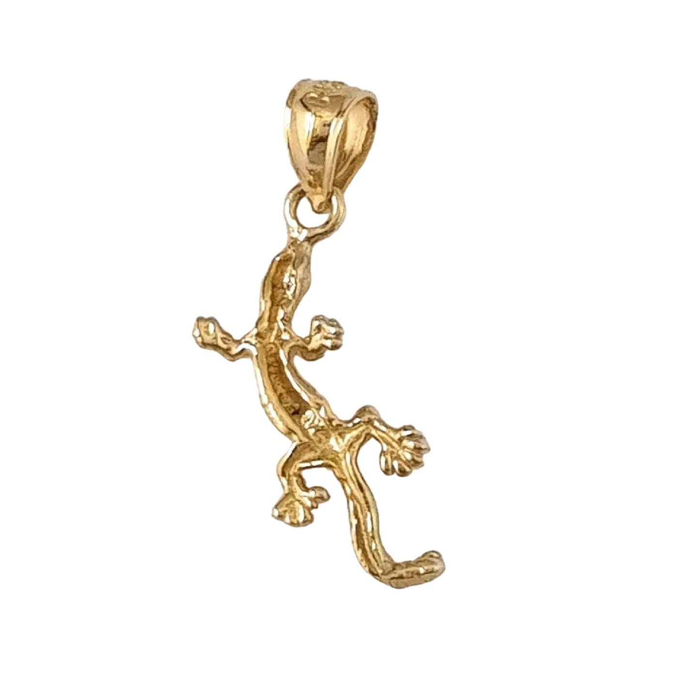 14K Yellow Gold Lizard Pendant Charm