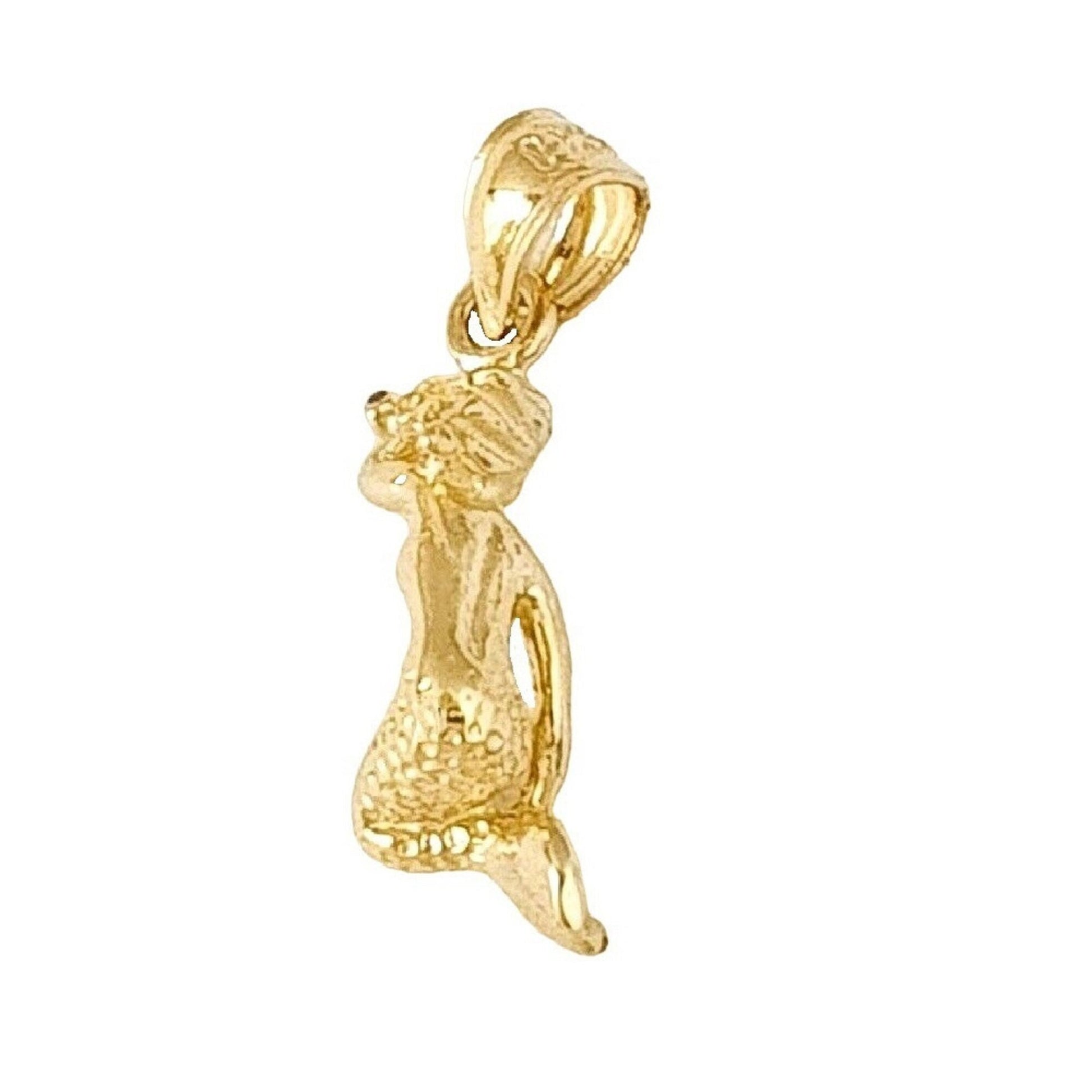 14K Yellow Gold Mermaid 3D Solid Pendant