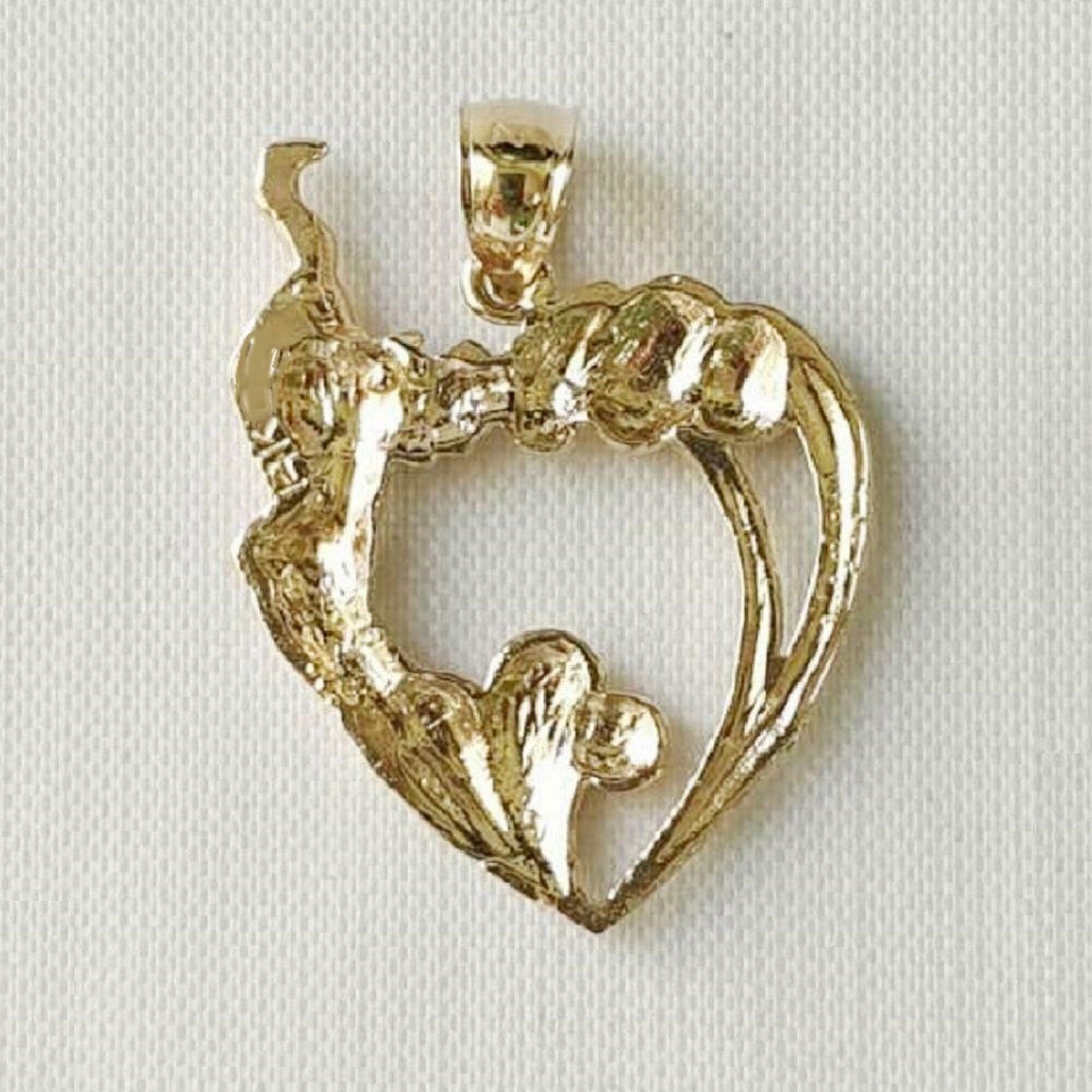 14K Yellow Gold Mermaid w/ Heart Pendant