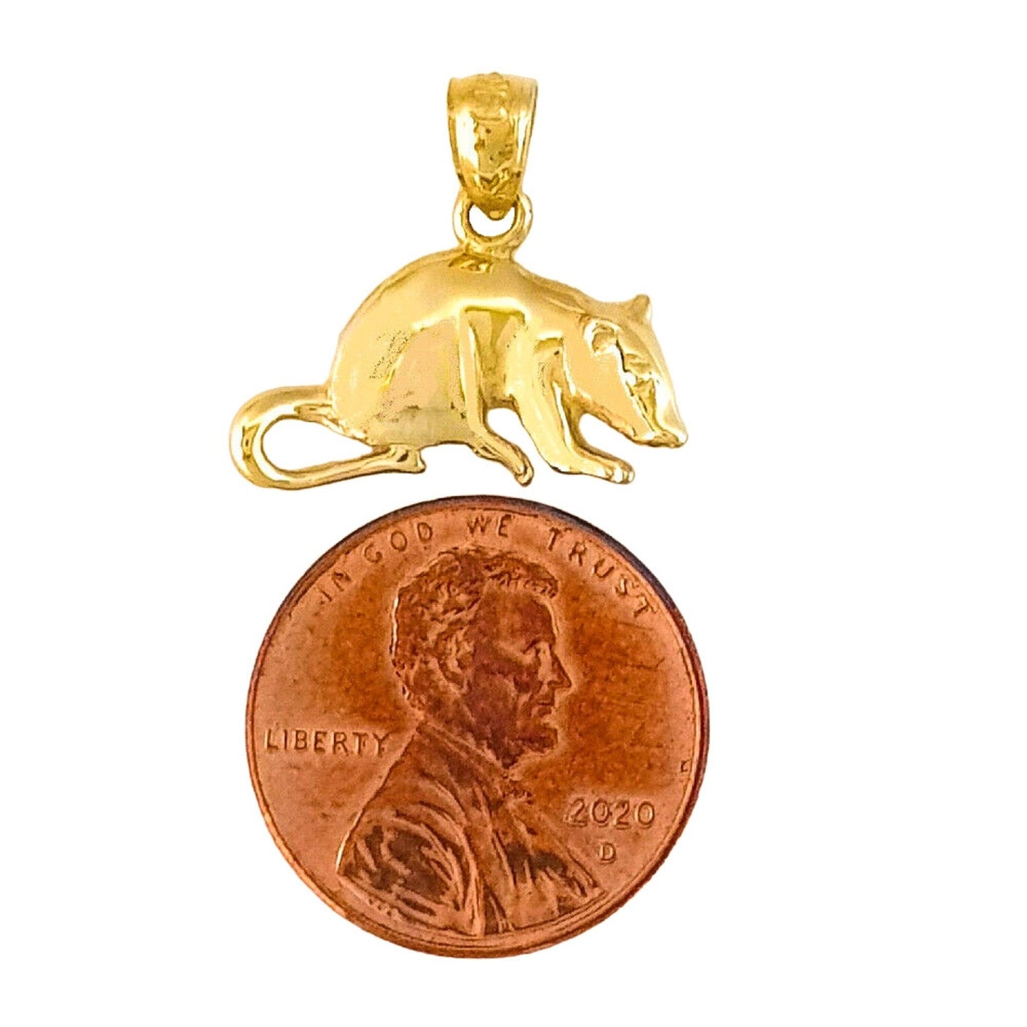 14K Yellow Gold Mouse, Rat Pendant