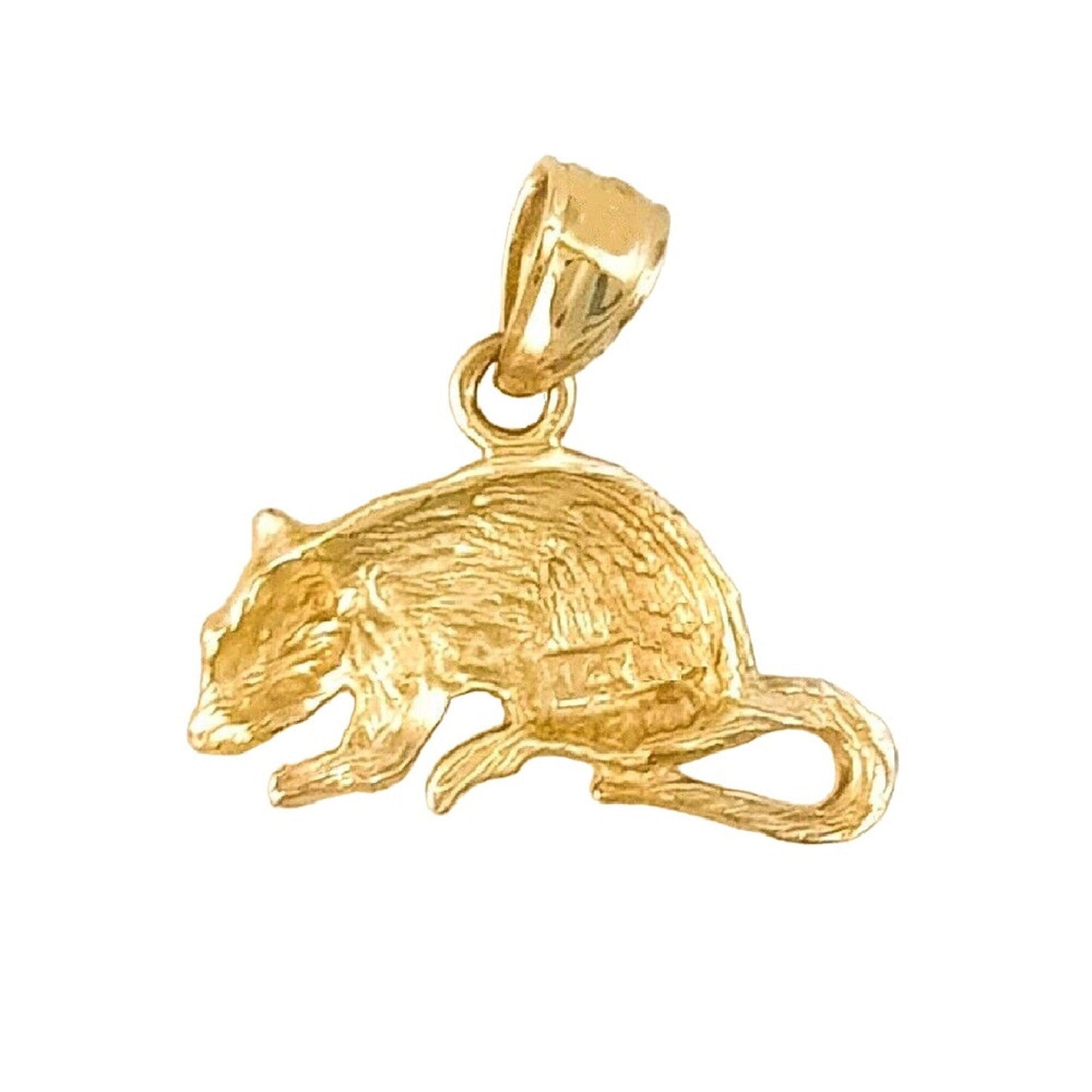 14K Yellow Gold Mouse, Rat Pendant