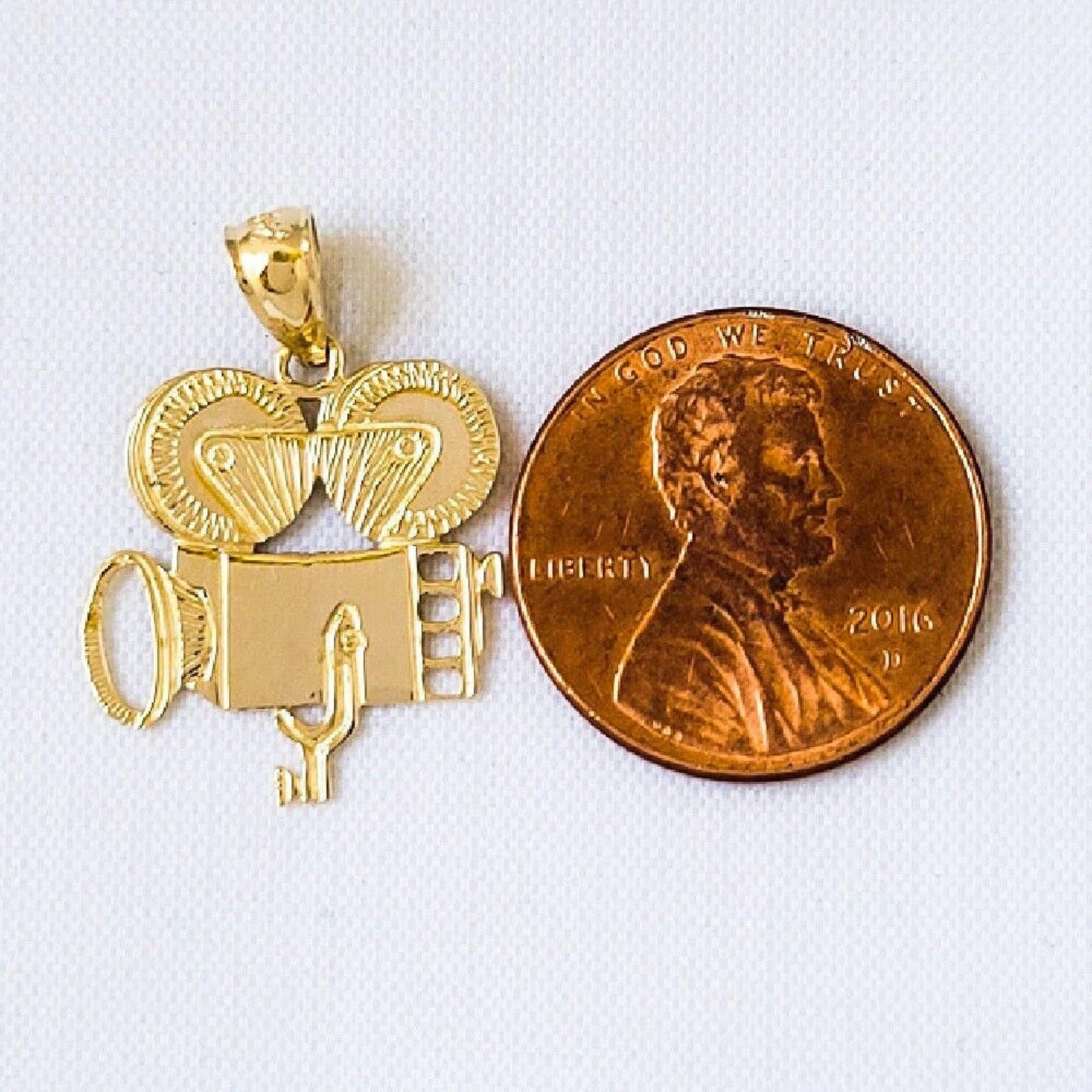 14K Yellow Gold Movie Camera Pendant