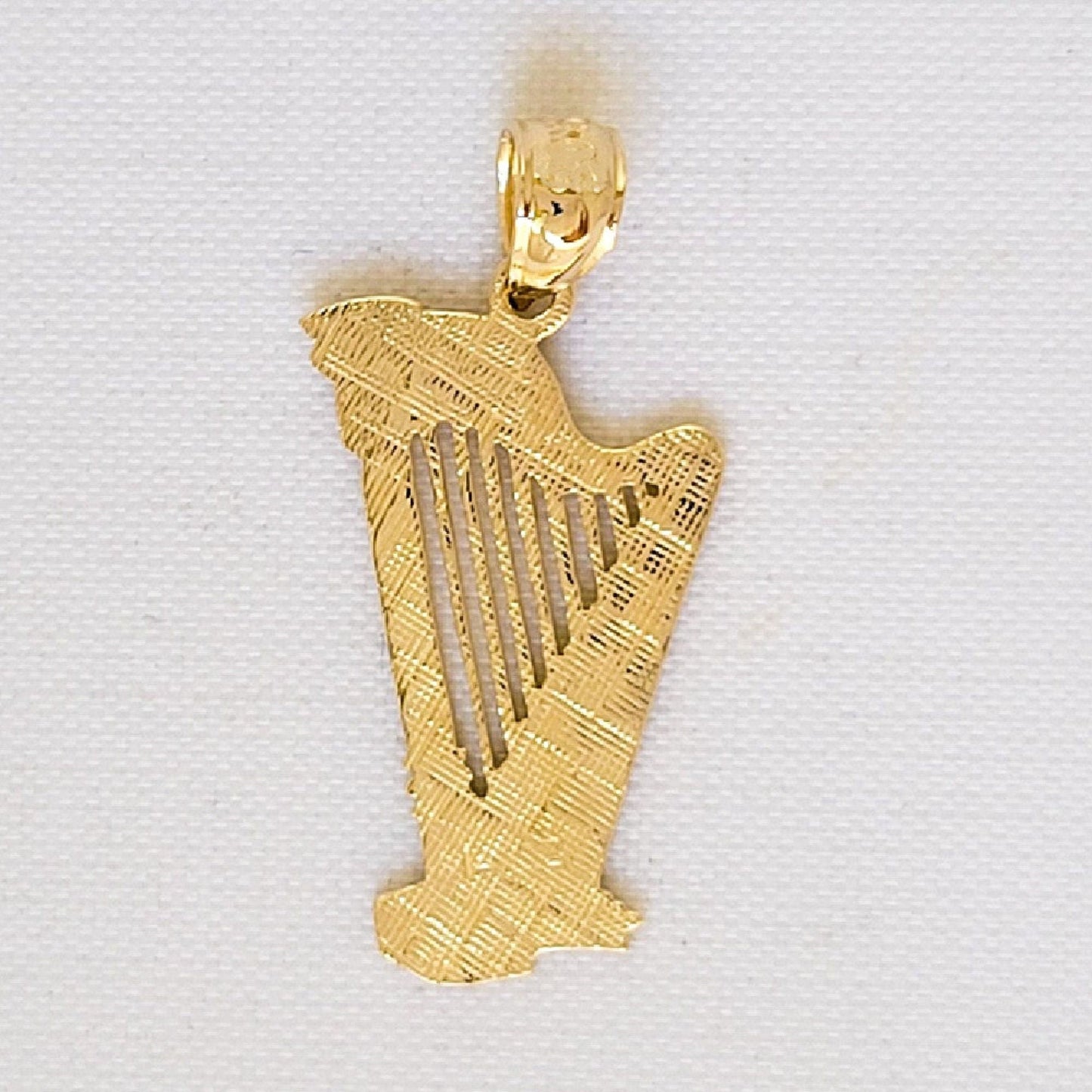 14k Yellow Gold Musical Instrument Harp Pendant
