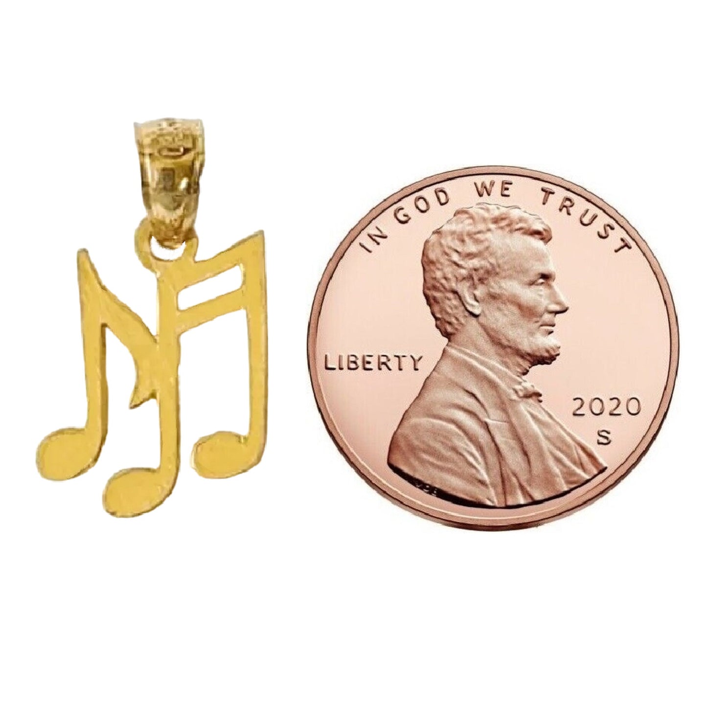 14K Yellow Gold Musical Notes Pendant
