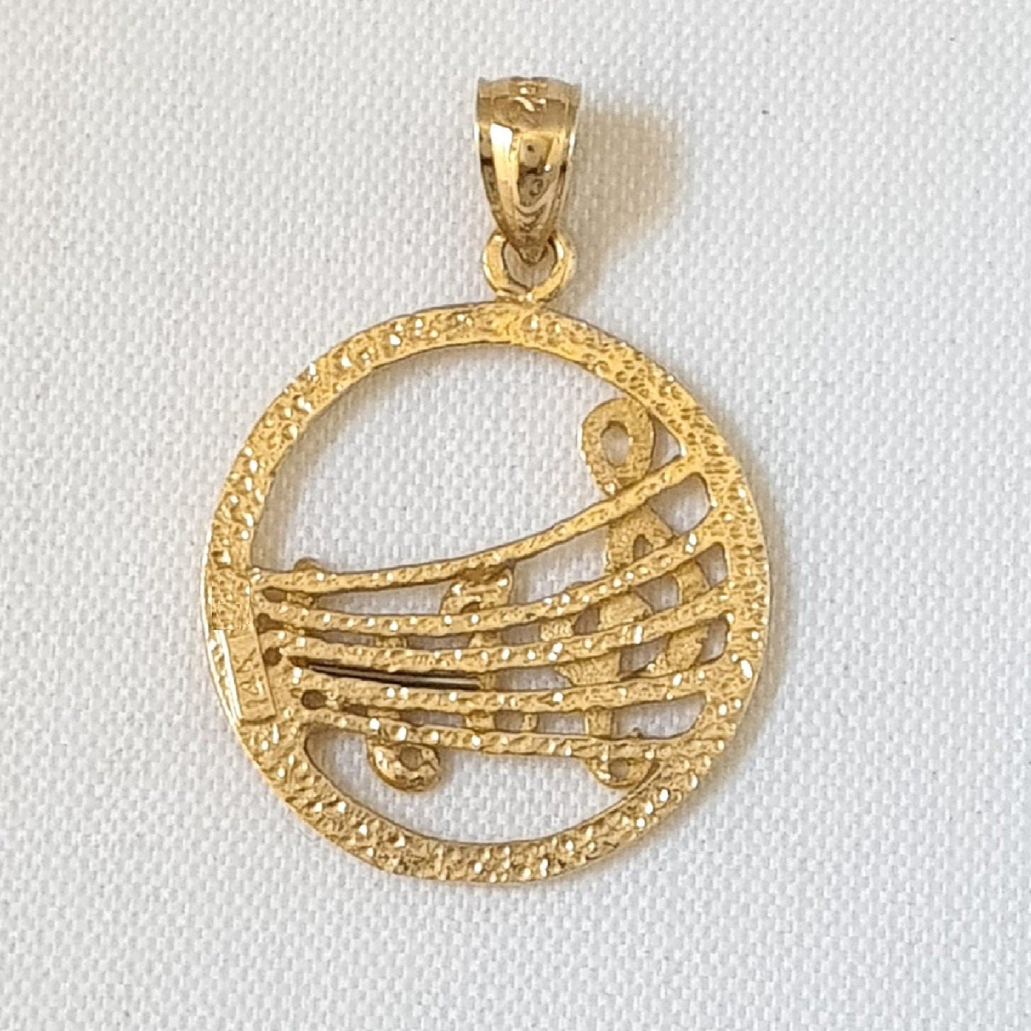 14K Yellow Gold Musical Notes Pendant