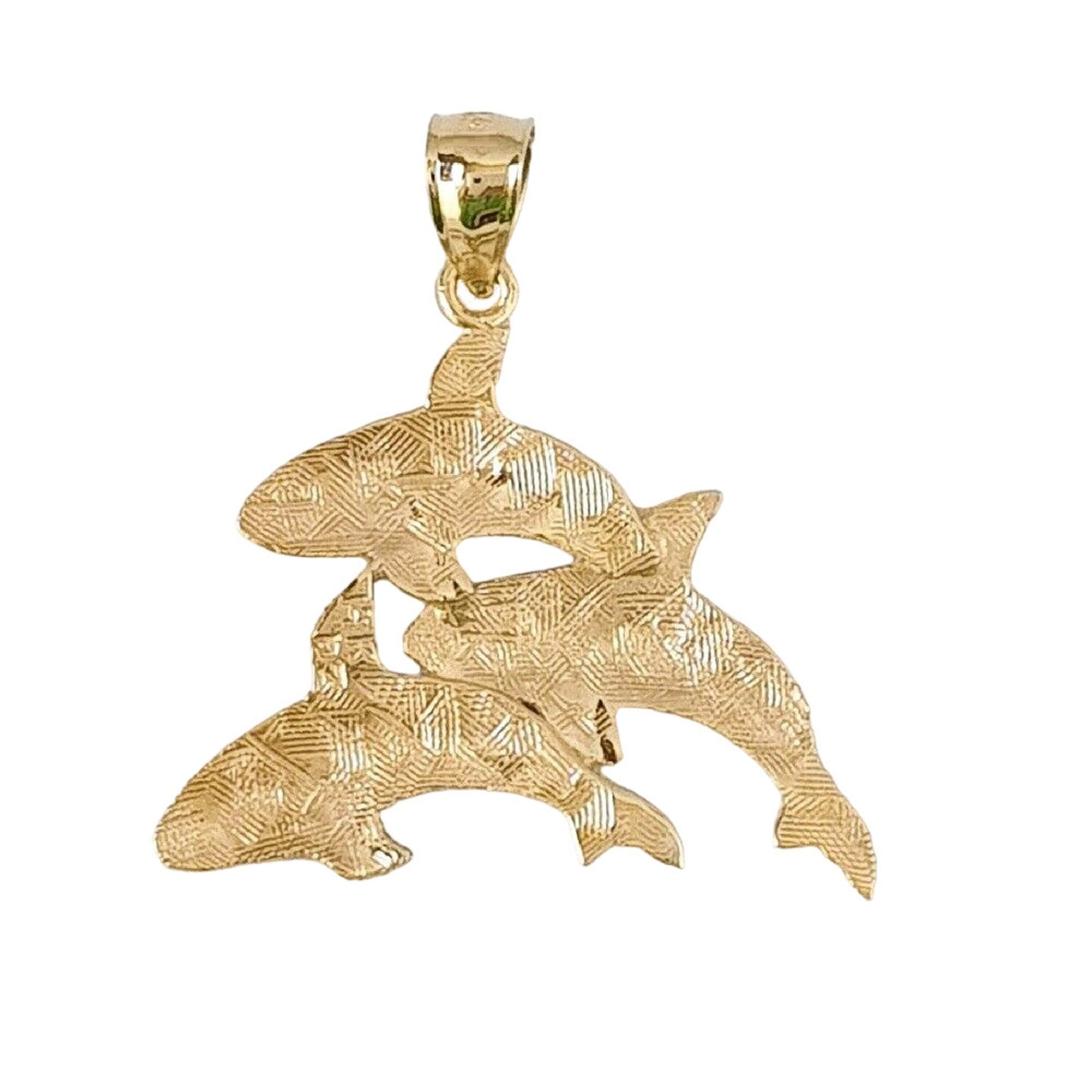 14K Yellow Gold Orca Whale Pendant