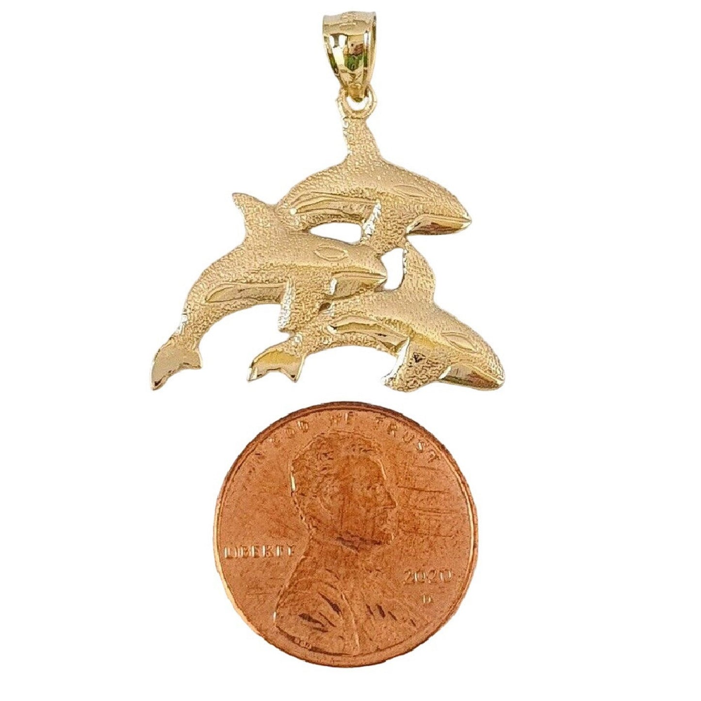 14K Yellow Gold Orca Whale Pendant