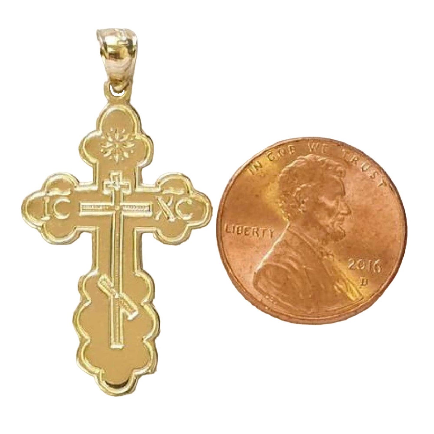14K Yellow Gold Orthodox Cross Pendant