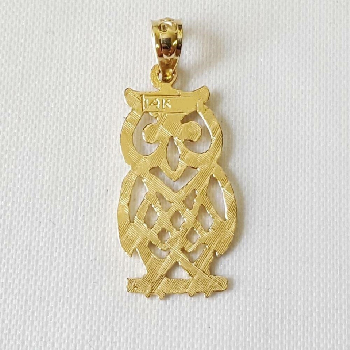 14K Yellow Gold Owl Pendant
