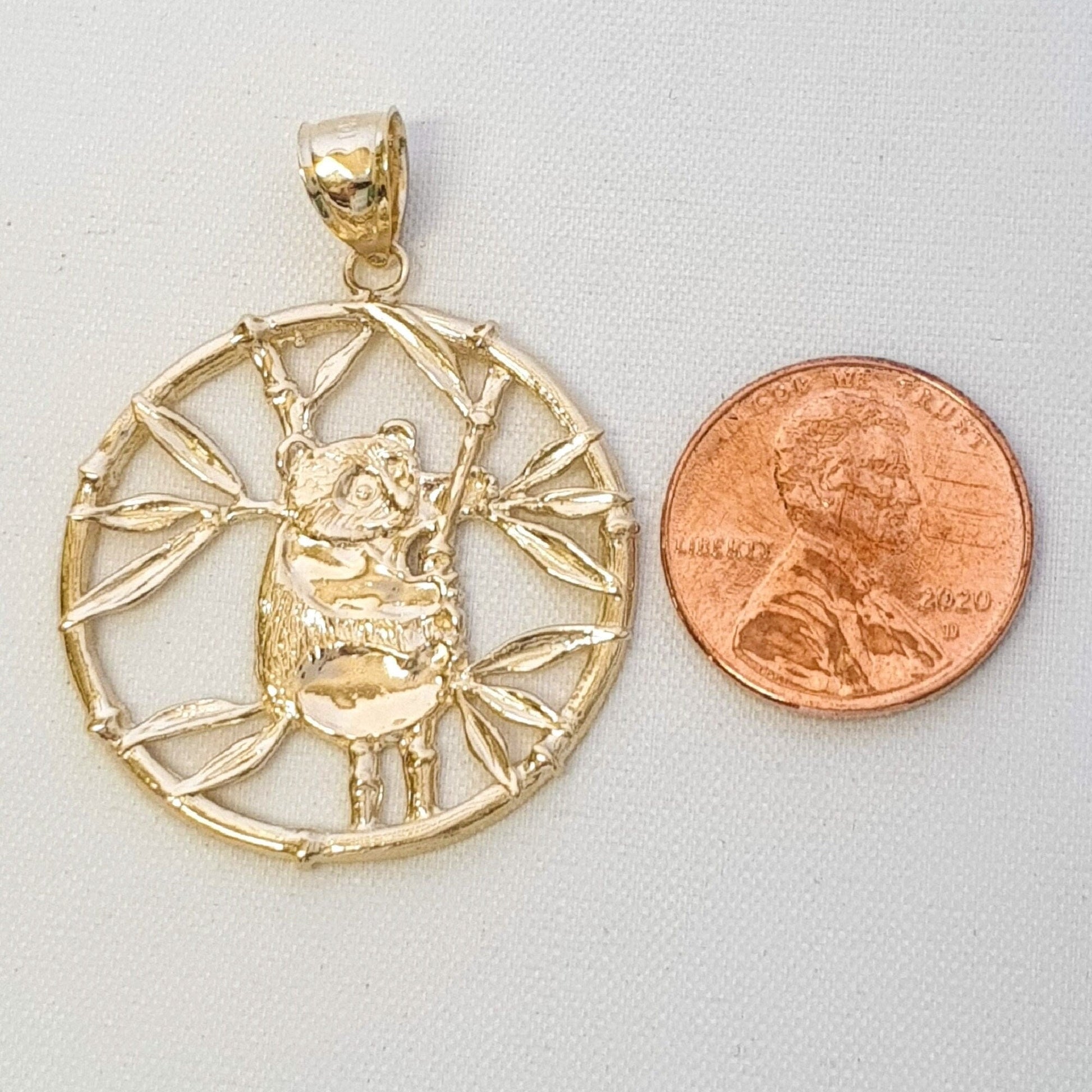 14K Yellow Gold Panda Bear Large Pendant