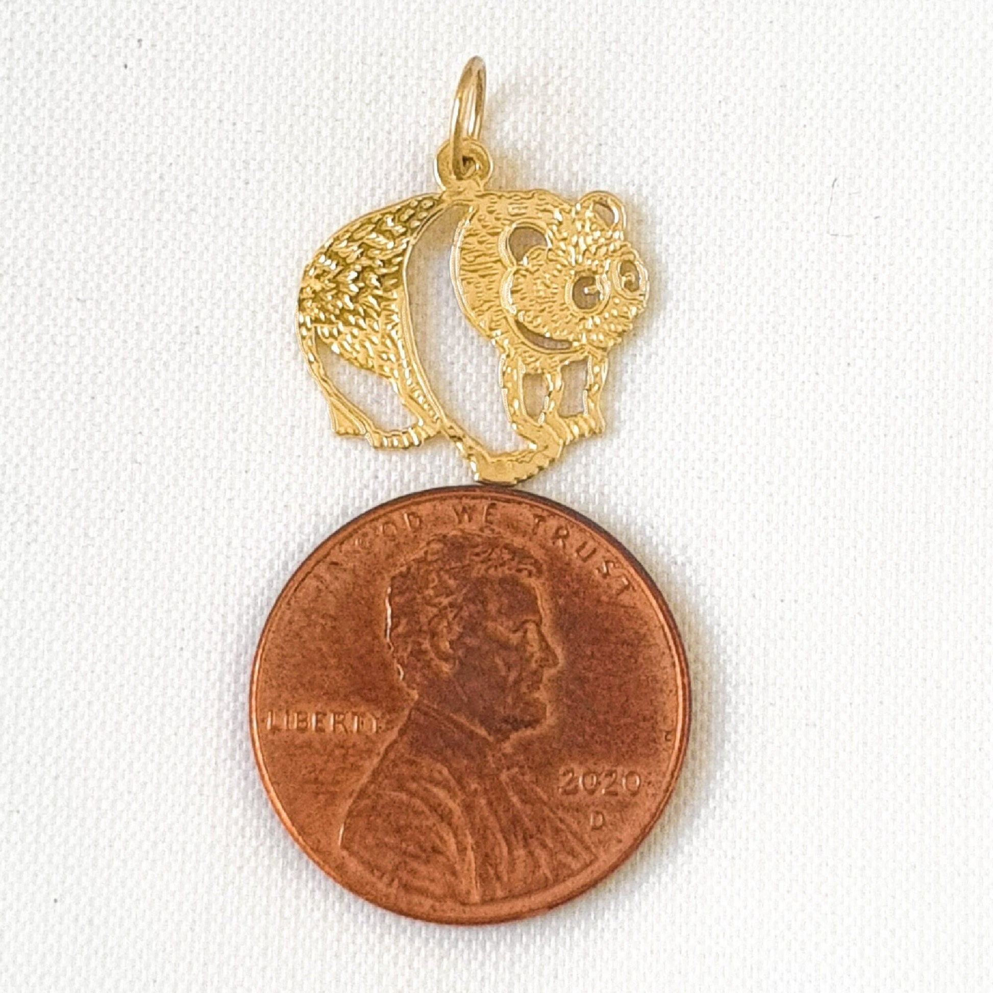 14K Yellow Gold Panda Bear Pendant