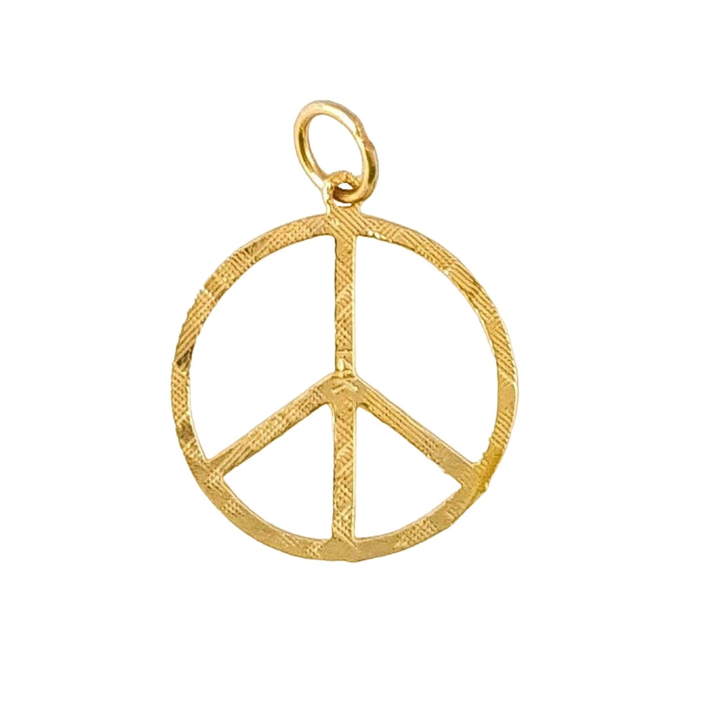 14K Yellow Gold PEACE Sign Symbol Pendant Charm