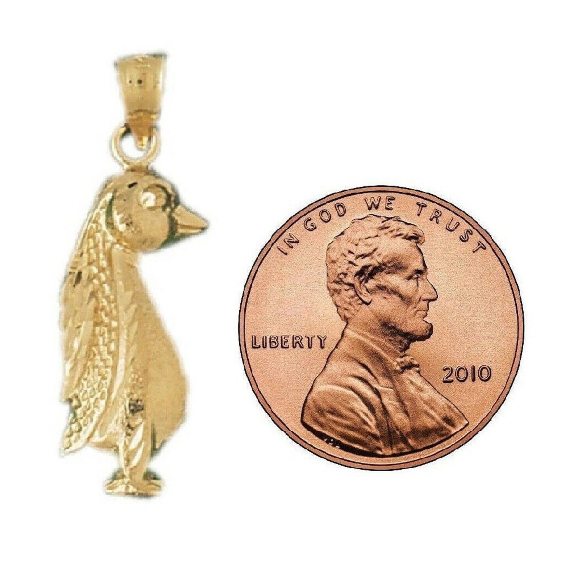 14K Yellow Gold Penguin Pendant