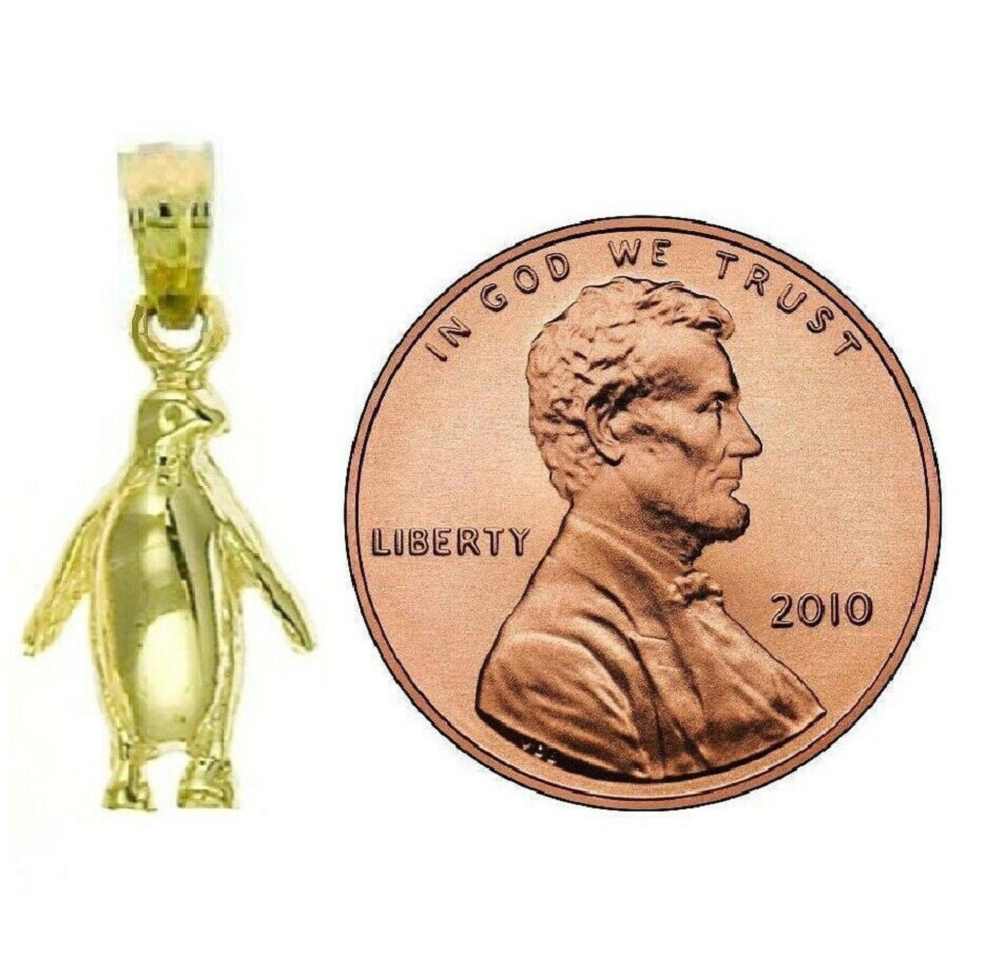 14K Yellow Gold Penguin Pendant