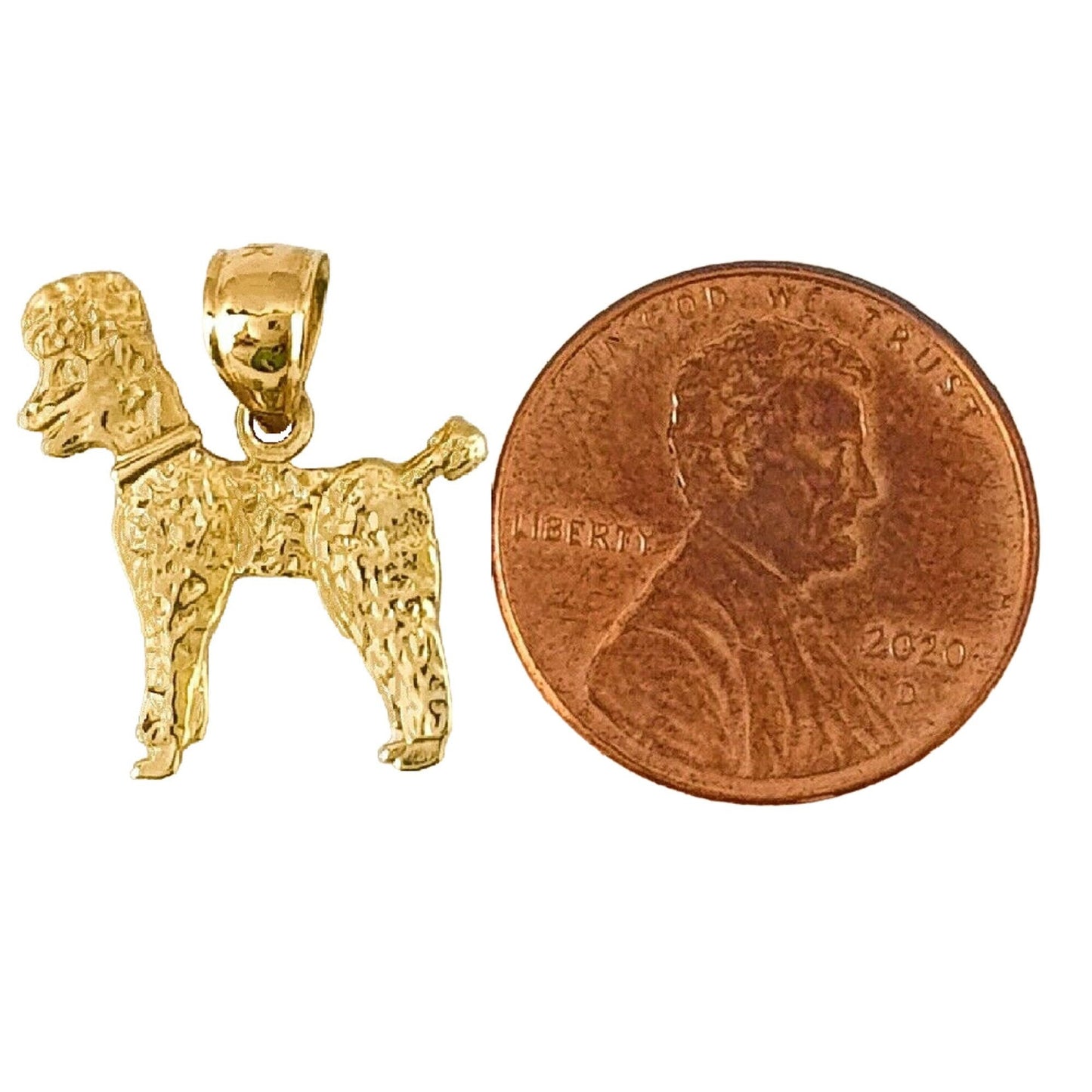 14K Yellow Gold Poodle Dog Pendant