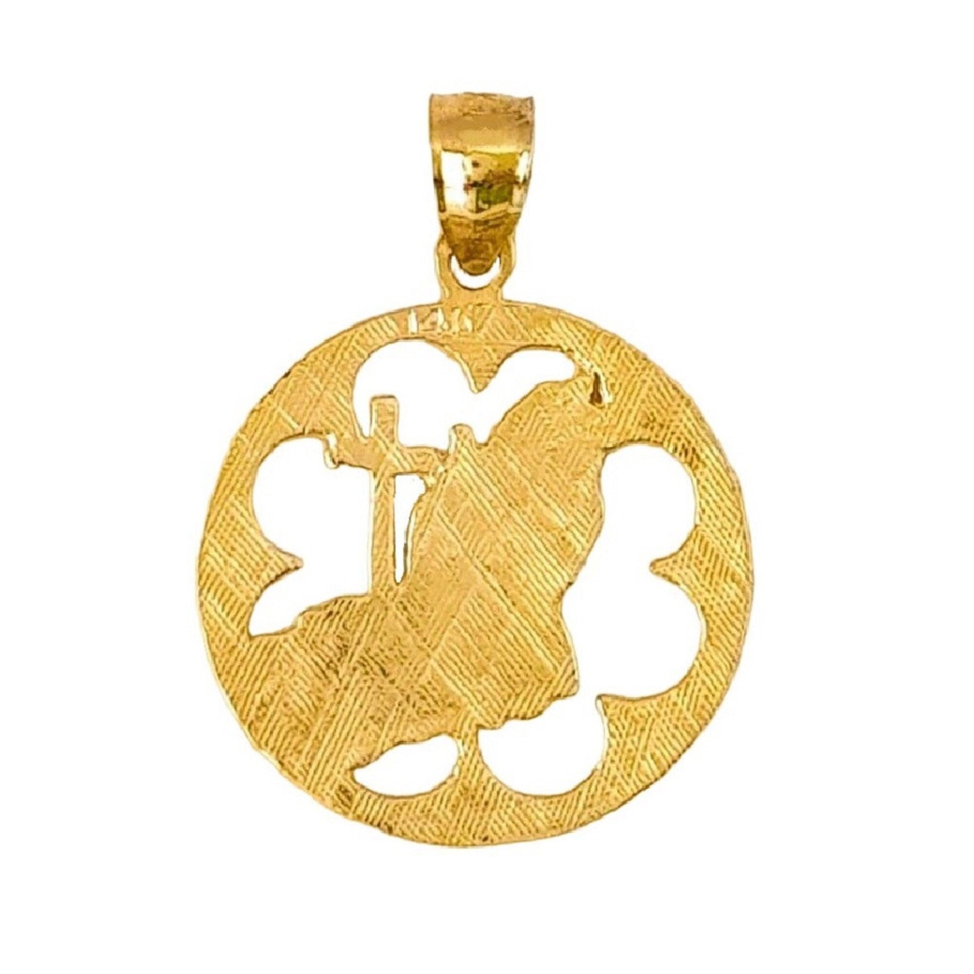 14K Yellow Gold Praying Hands with Cross Pendant